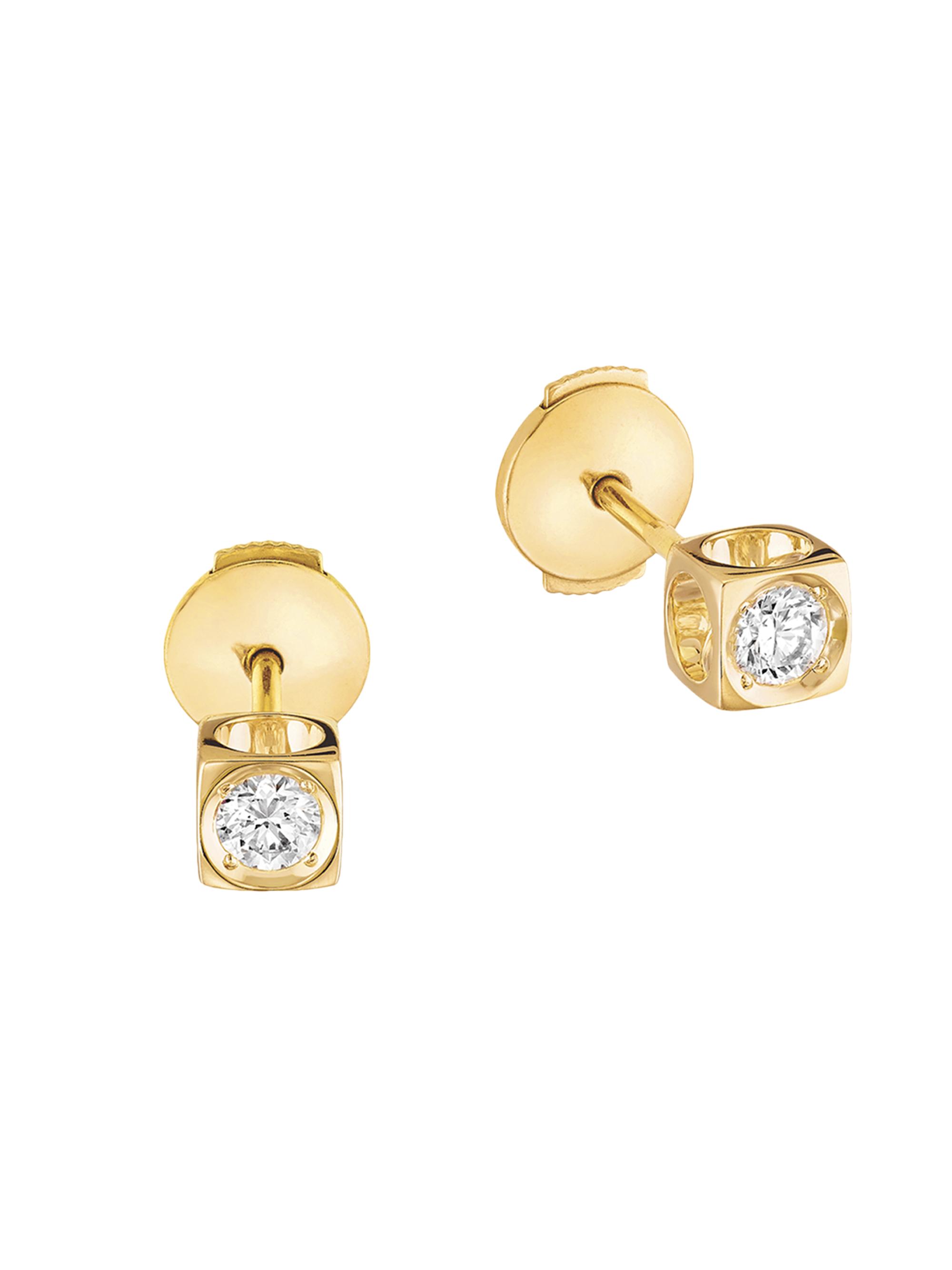 Dinh Van Women's Le Cube Diamant 18K Yellow Gold & Diamond  Stud Earrings - Gold