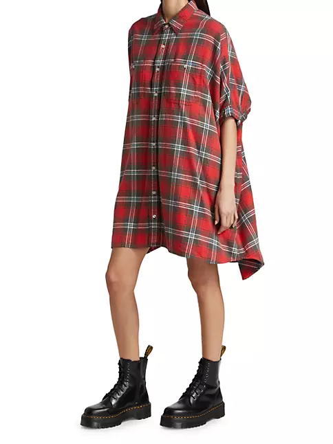 Joie Clair Red/Black Oversized Checkerboard Shirt-Dress – House of