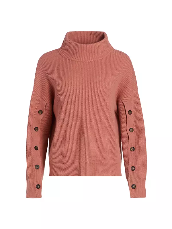Cashmere Button-Sleeve Sweater