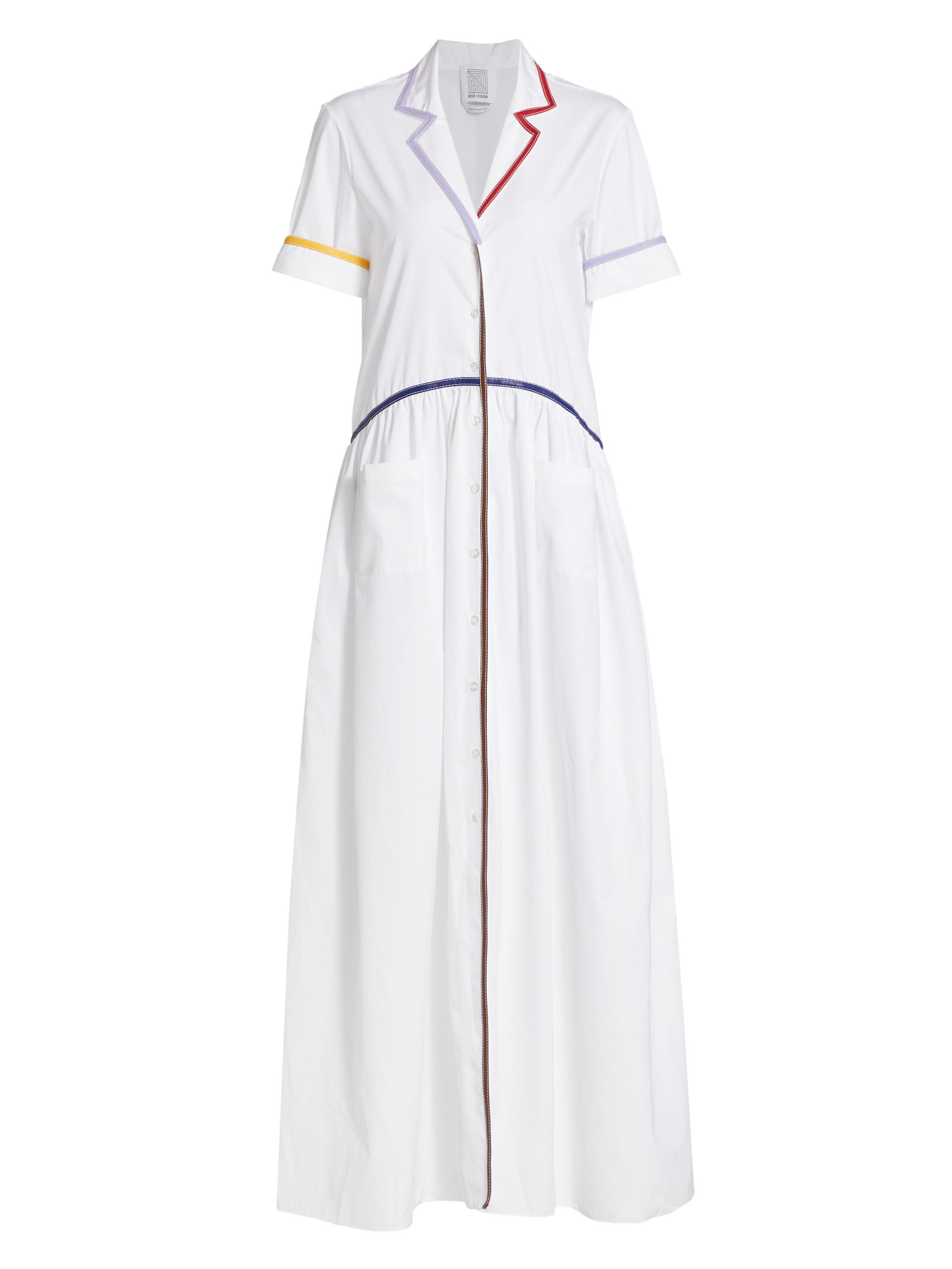 rosie assoulin gathered shirt dress Rosie Assoulin Short Gather Shirt Dress in Medium Blue