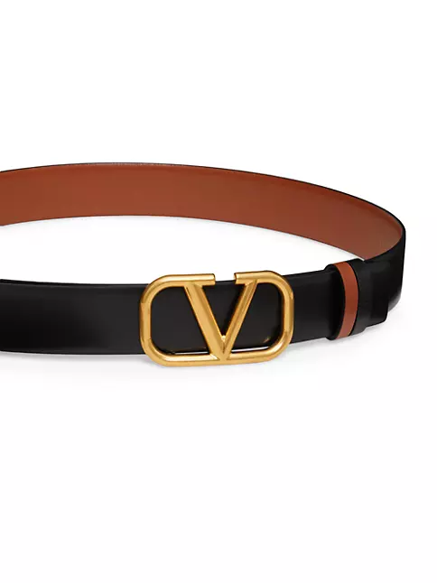 Valentino Garavani High-waist belts v logo Women Leather Brown Black