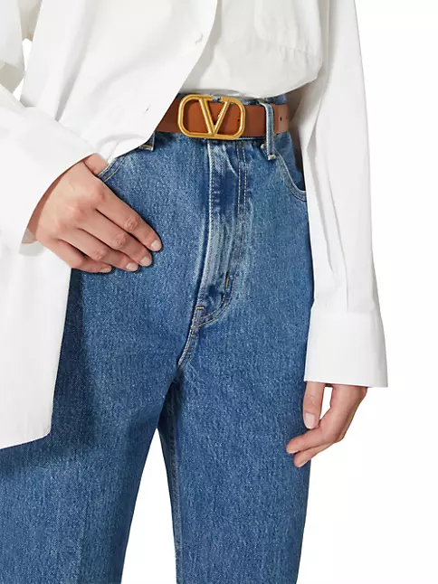 Valentino Garavani Women's Reversible Vlogo Leather Belt