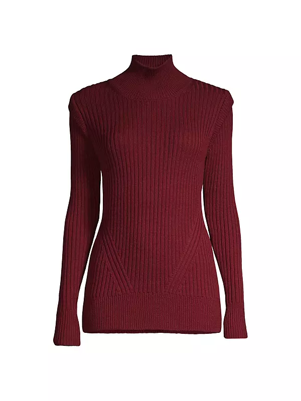 Flange Ribbed Mockneck Sweater