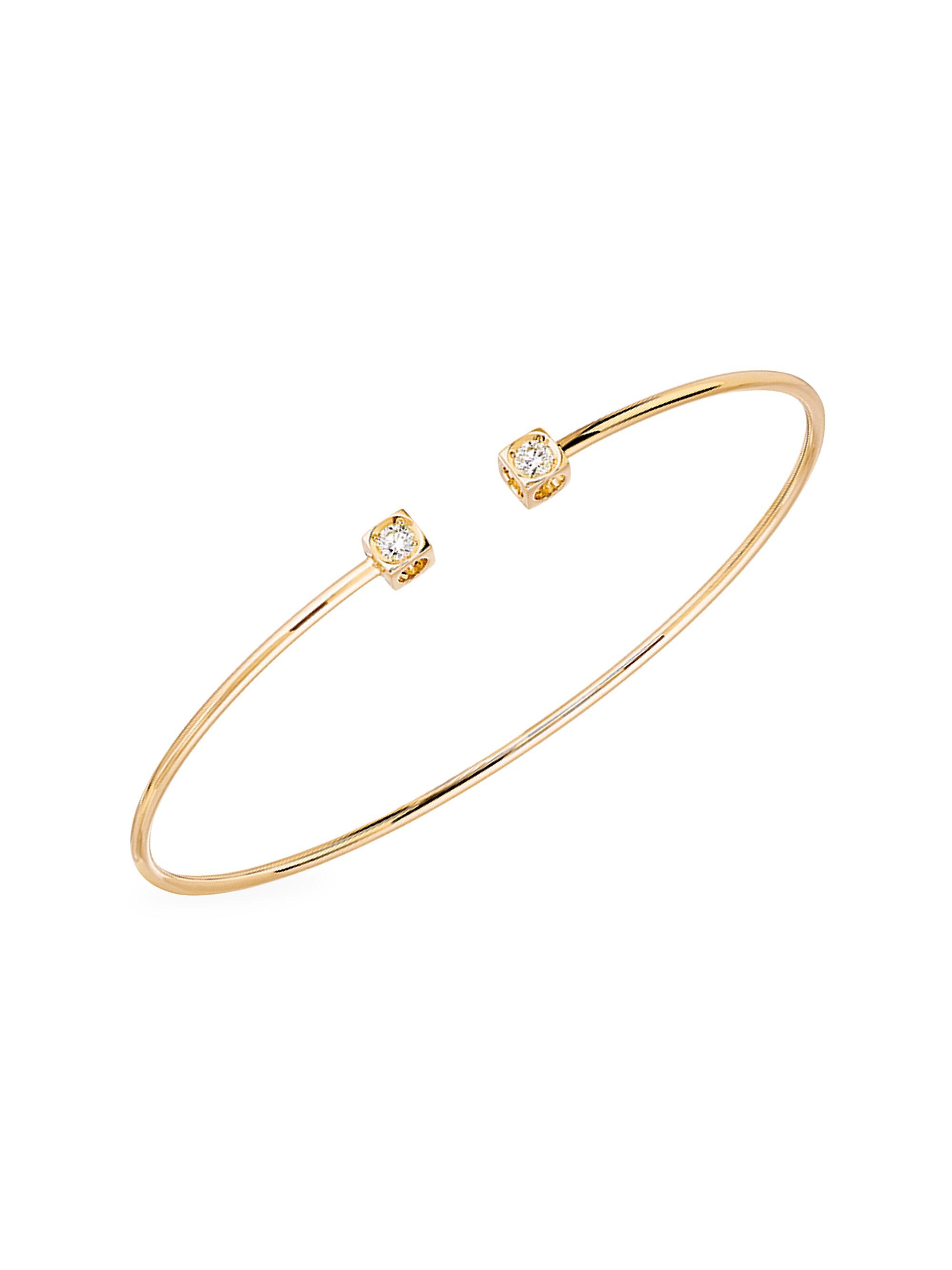 Dinh Van Women's Le Cube 18K Yellow Gold & Diamond  Cuff