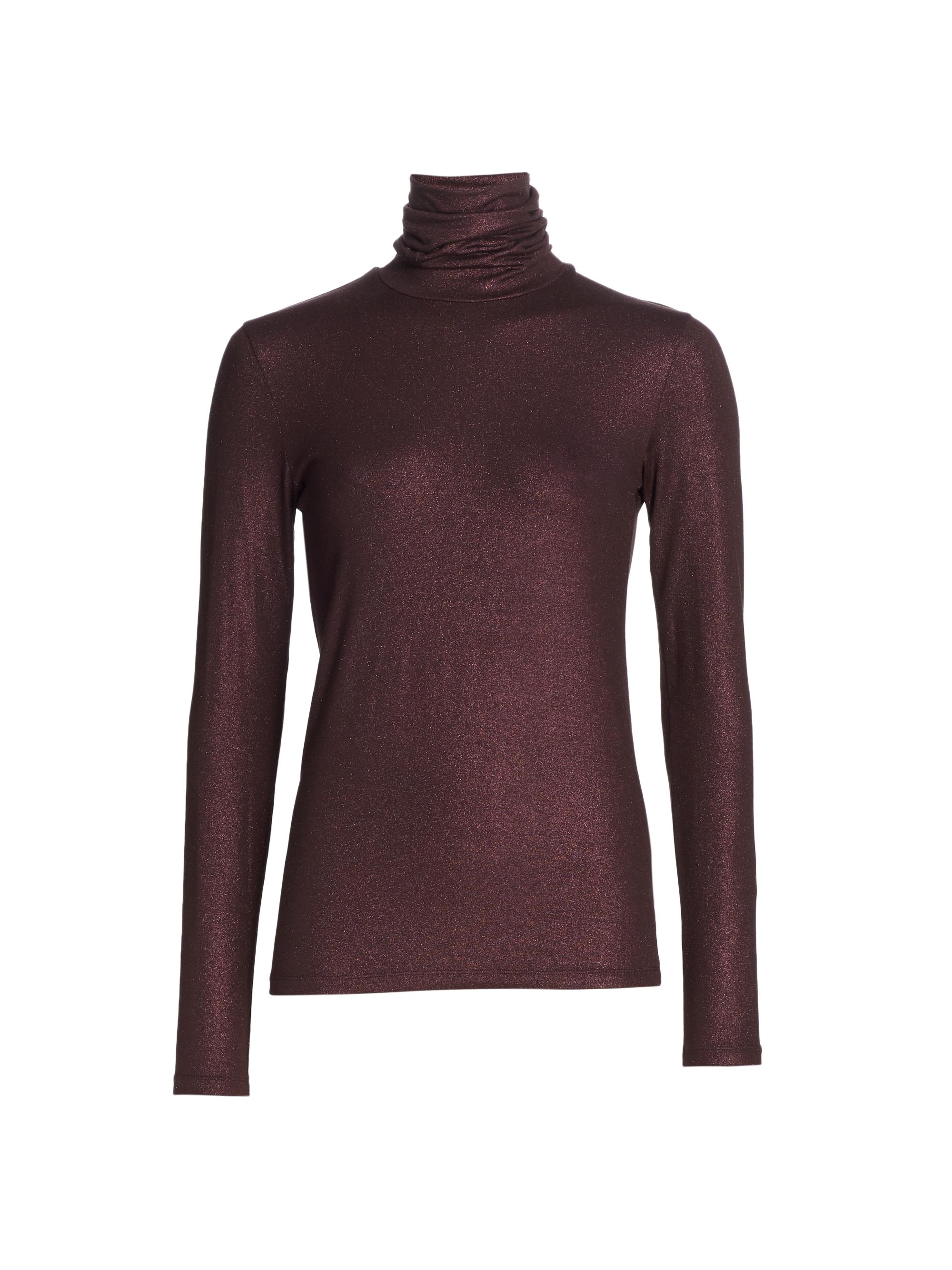 Majestic Filatures Women's Soft Touch Metallic Turtleneck - Metal Aubergine