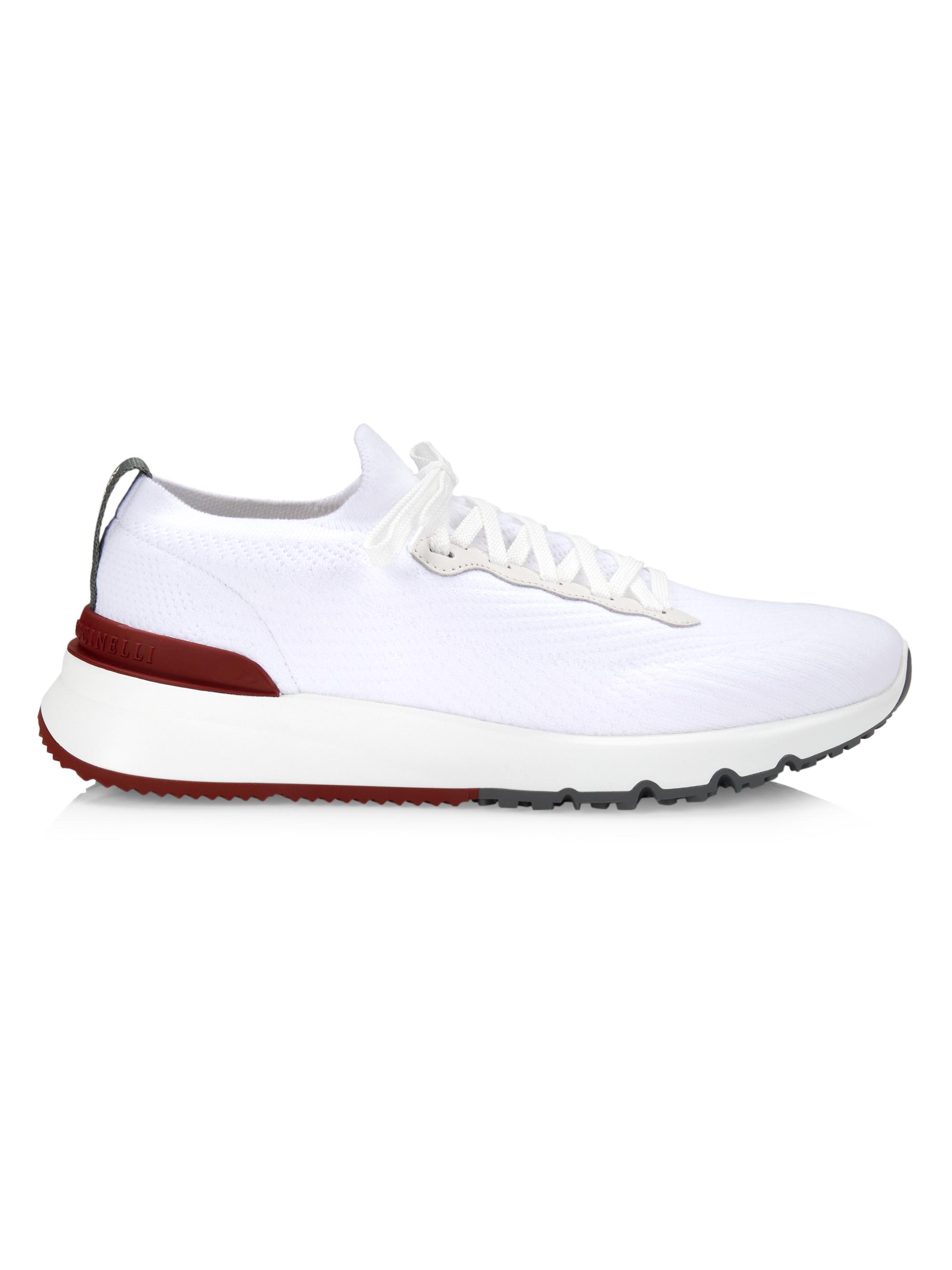 Brunello Cucinelli Men's Knit Runners - White