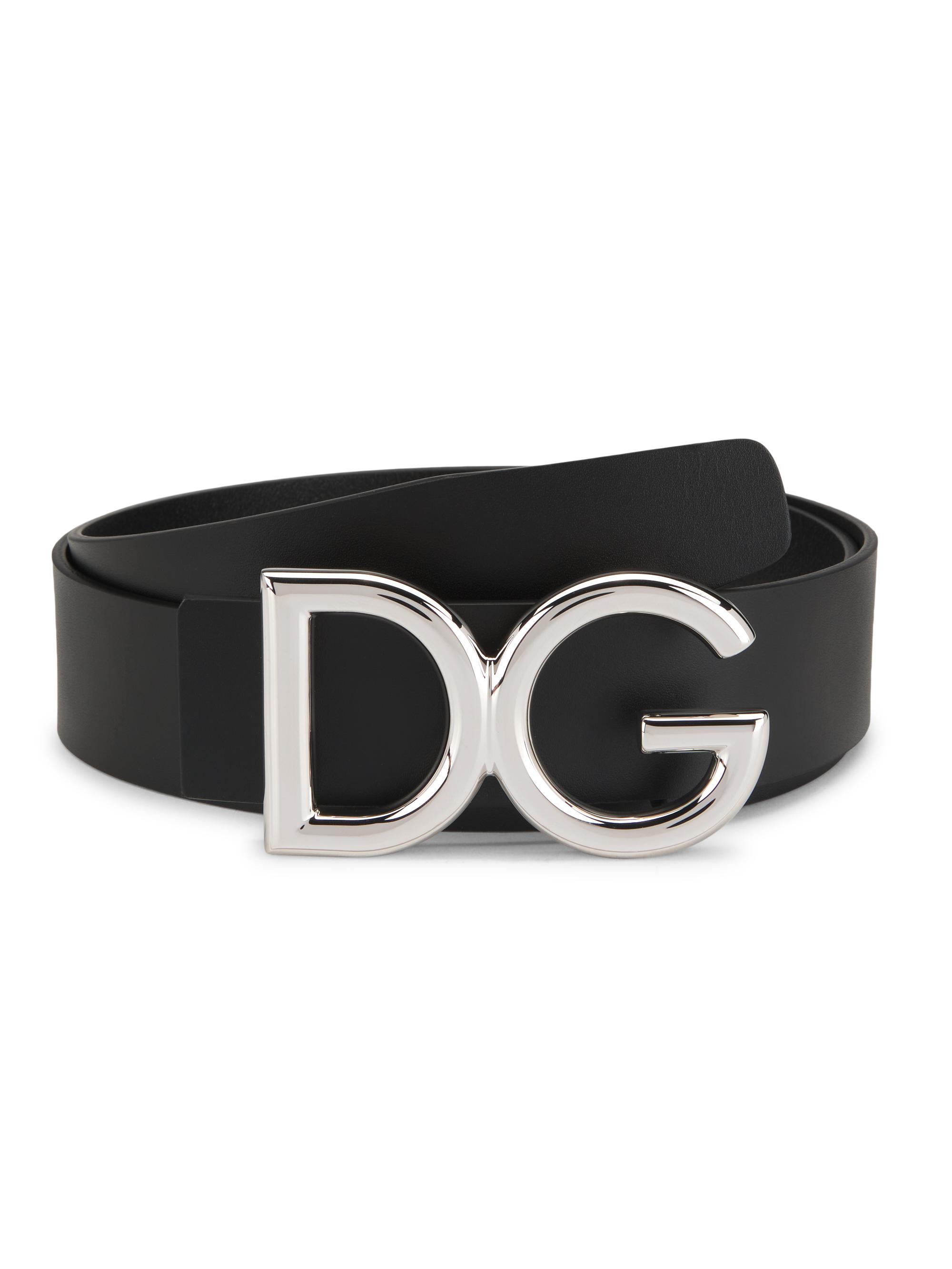 良品】DOLCE&GABBANA/DGロゴベルト/ブラック/メンズ/ レザー