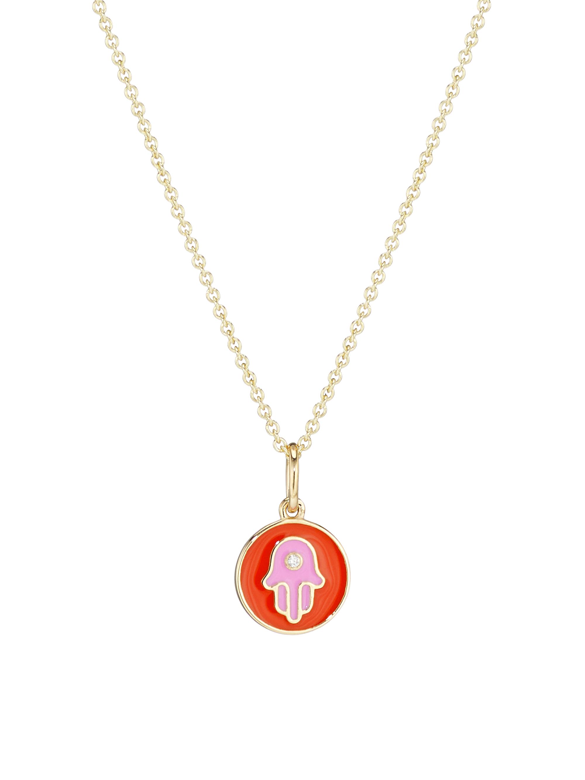 Sydney Evan Women's 14K Yellow Gold, Diamond & Enamel Hamsa Pendant Necklace