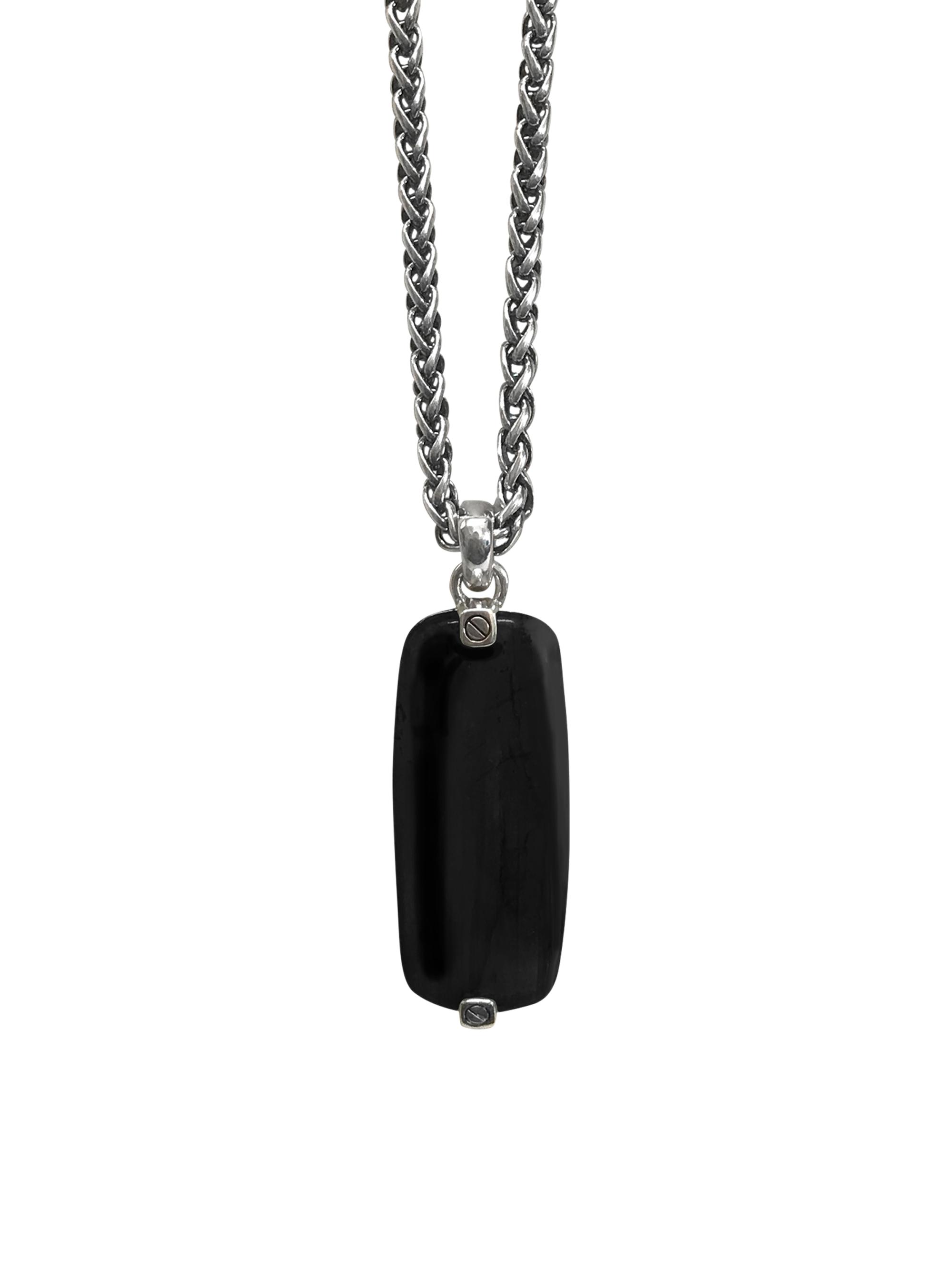 Jan Leslie Men's Sterling Silver & Onyx Pendant Necklace - Silver