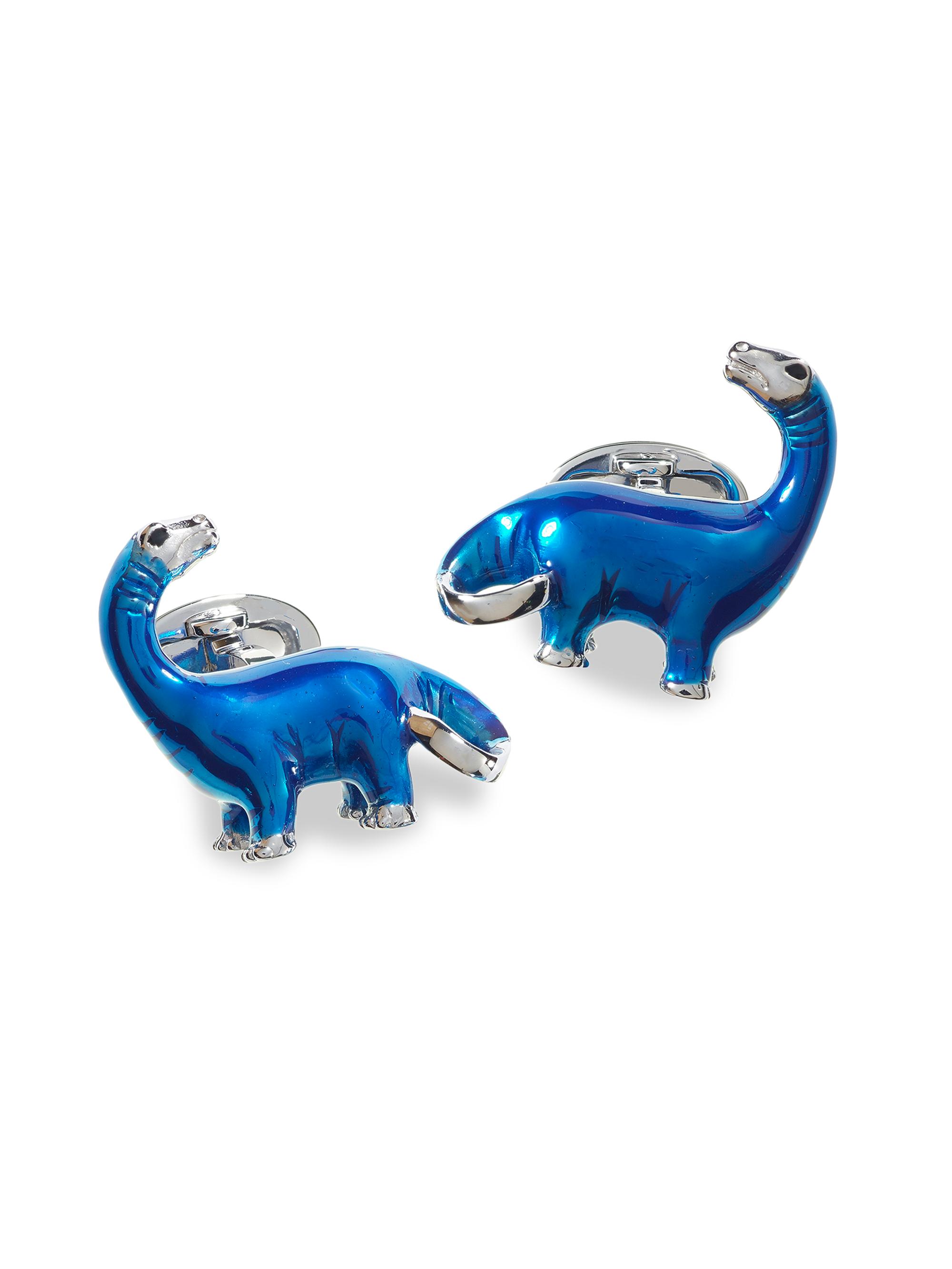 Jan Leslie Men's Sterling Silver Blue Dinosaur Cufflinks