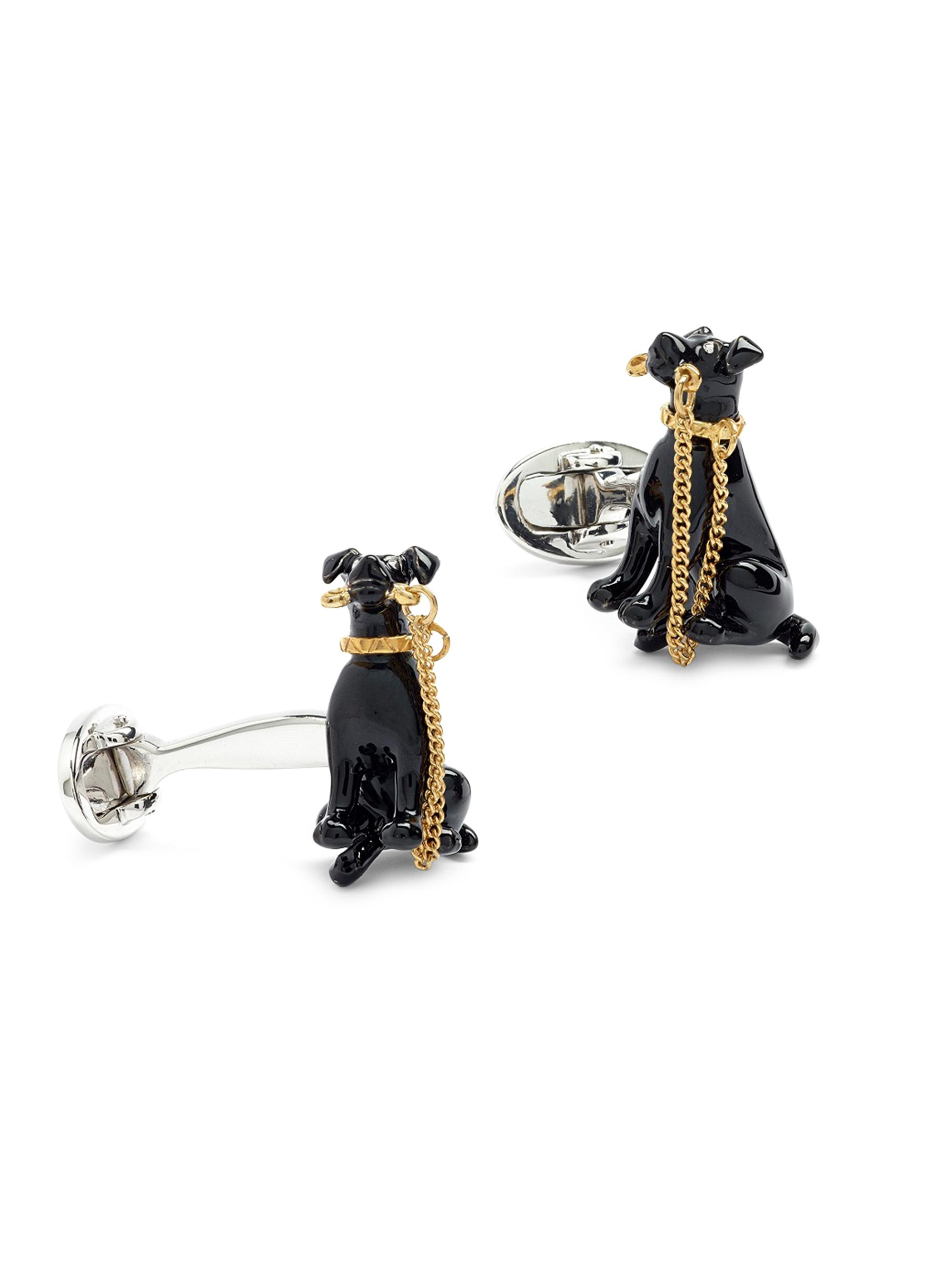 Jan Leslie Men's Sterling Silver & 24K Gold Plated Dog On A Leash Cufflinks