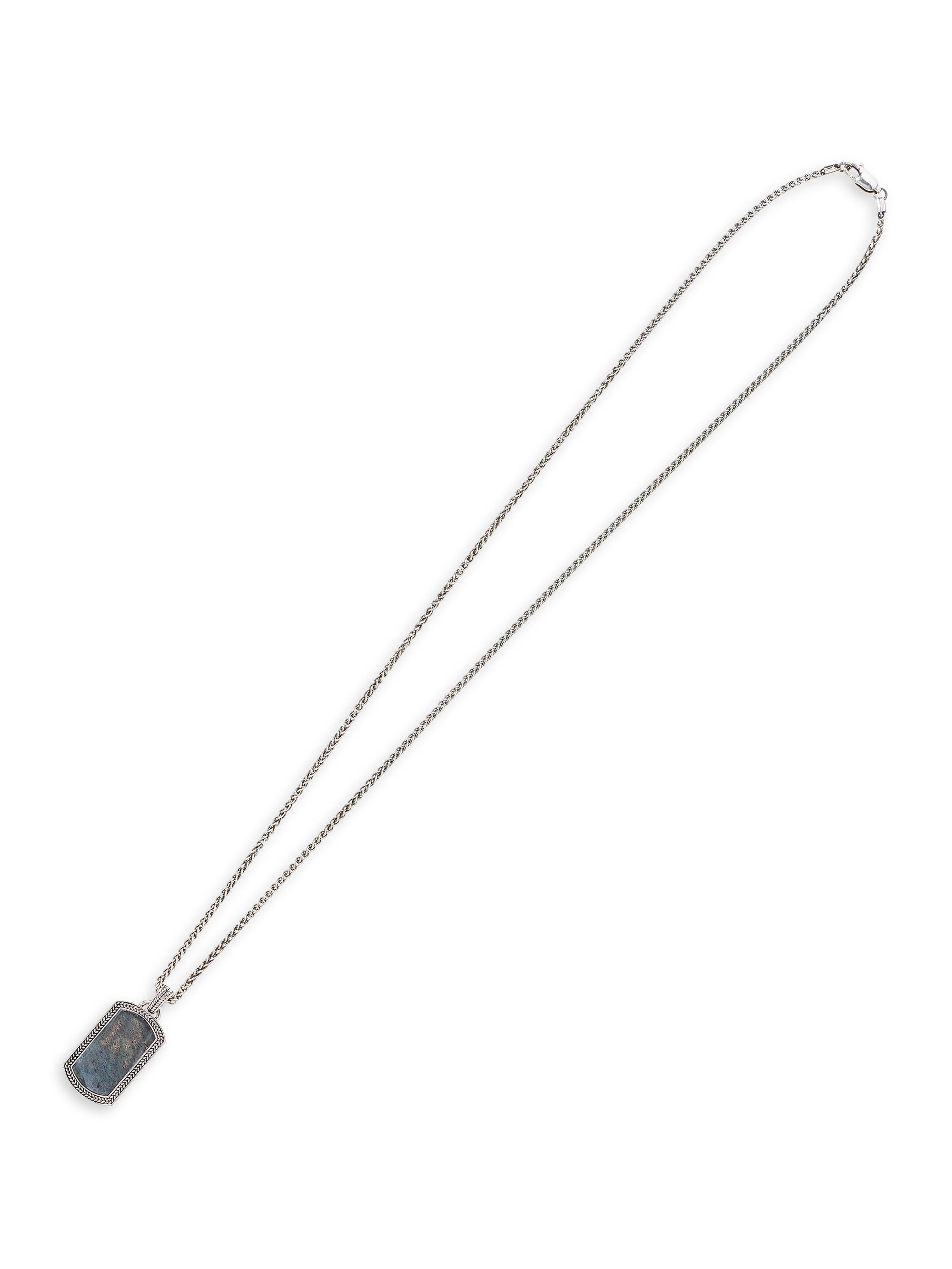Jan Leslie Men's Sterling Silver & Labradorite Dog Tag Necklace - Silver