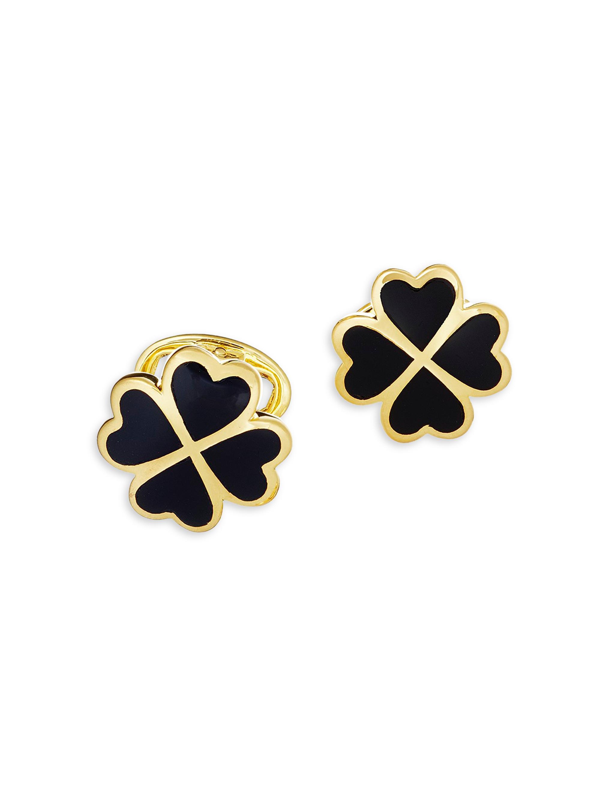 Jan Leslie Men's 18K Gold Vermeil & Mother-of-Pearl Clover Cufflinks - Gold Onyx