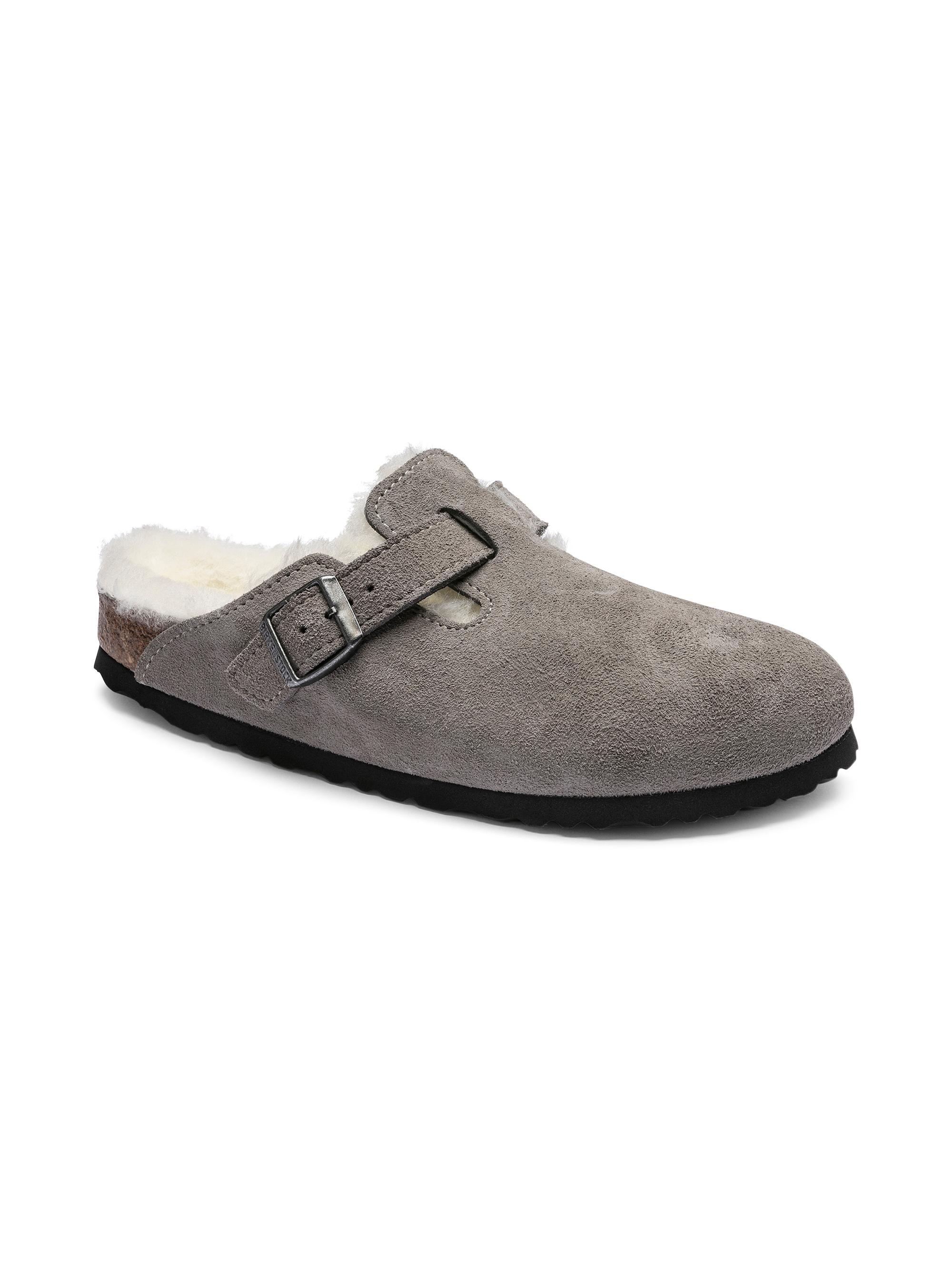 Birkenstock Men's Unisex Boston Shearling-Lined Suede Clogs - Stone Coin