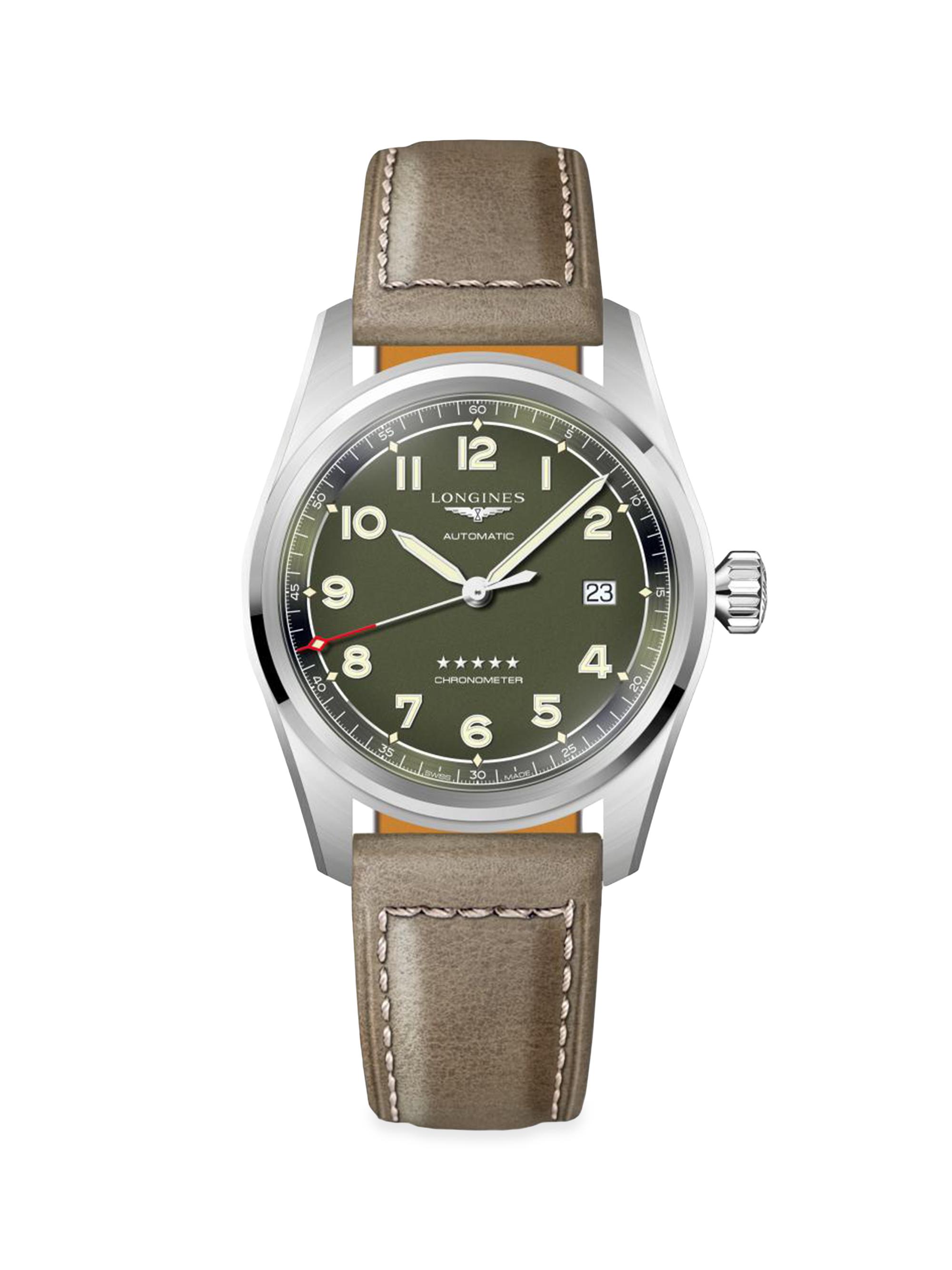 Longines Men's Spirit Stainless Steel & Leather Chronometer Watch