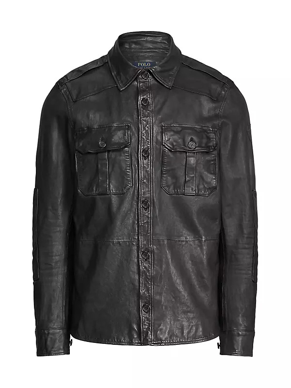 Shop Polo Ralph Lauren Leather Shirt Jacket