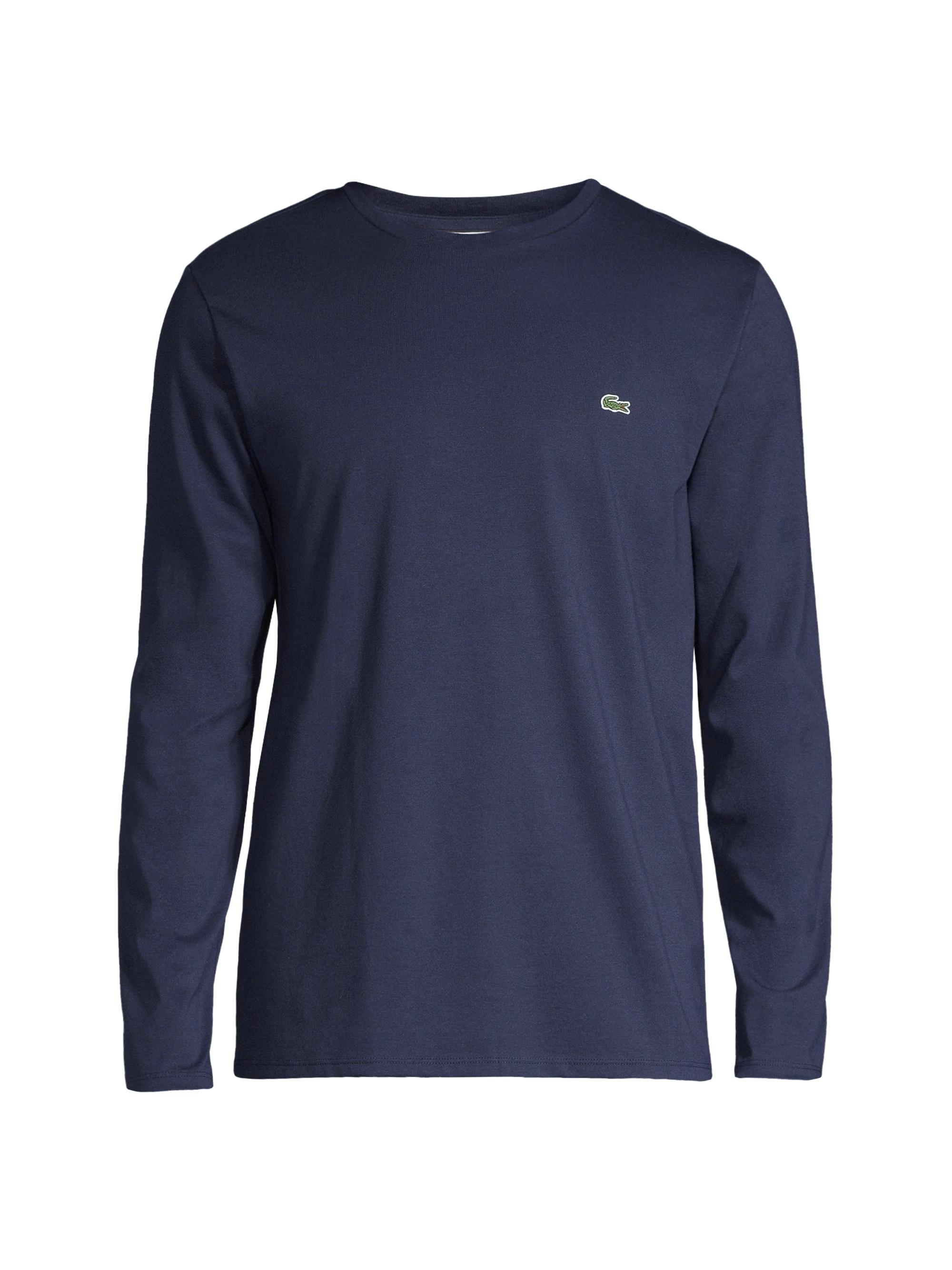 Lacoste Men's Long-Sleeve Cotton T-Shirt - Navy