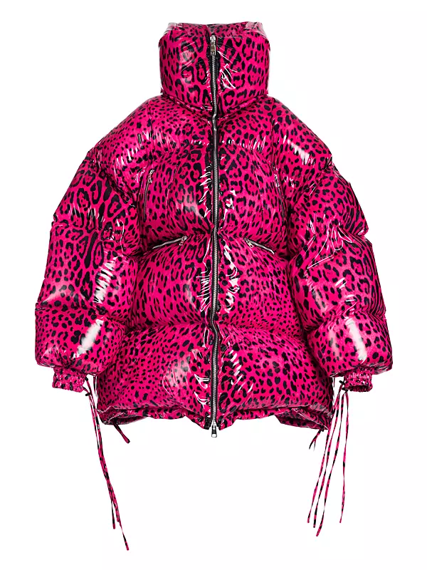 Oversized Leopard Print Puffer Coat