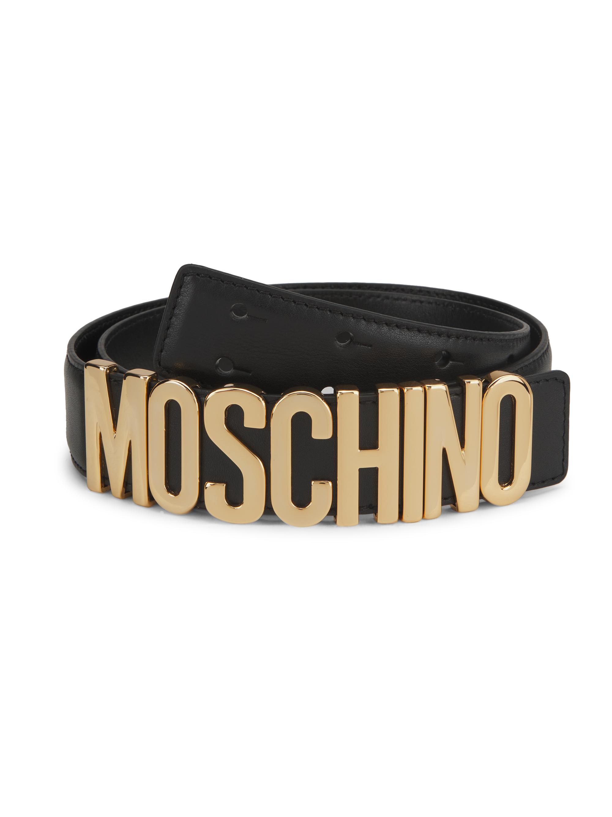 moschino ベルト Belt in leather with logo | Moschino