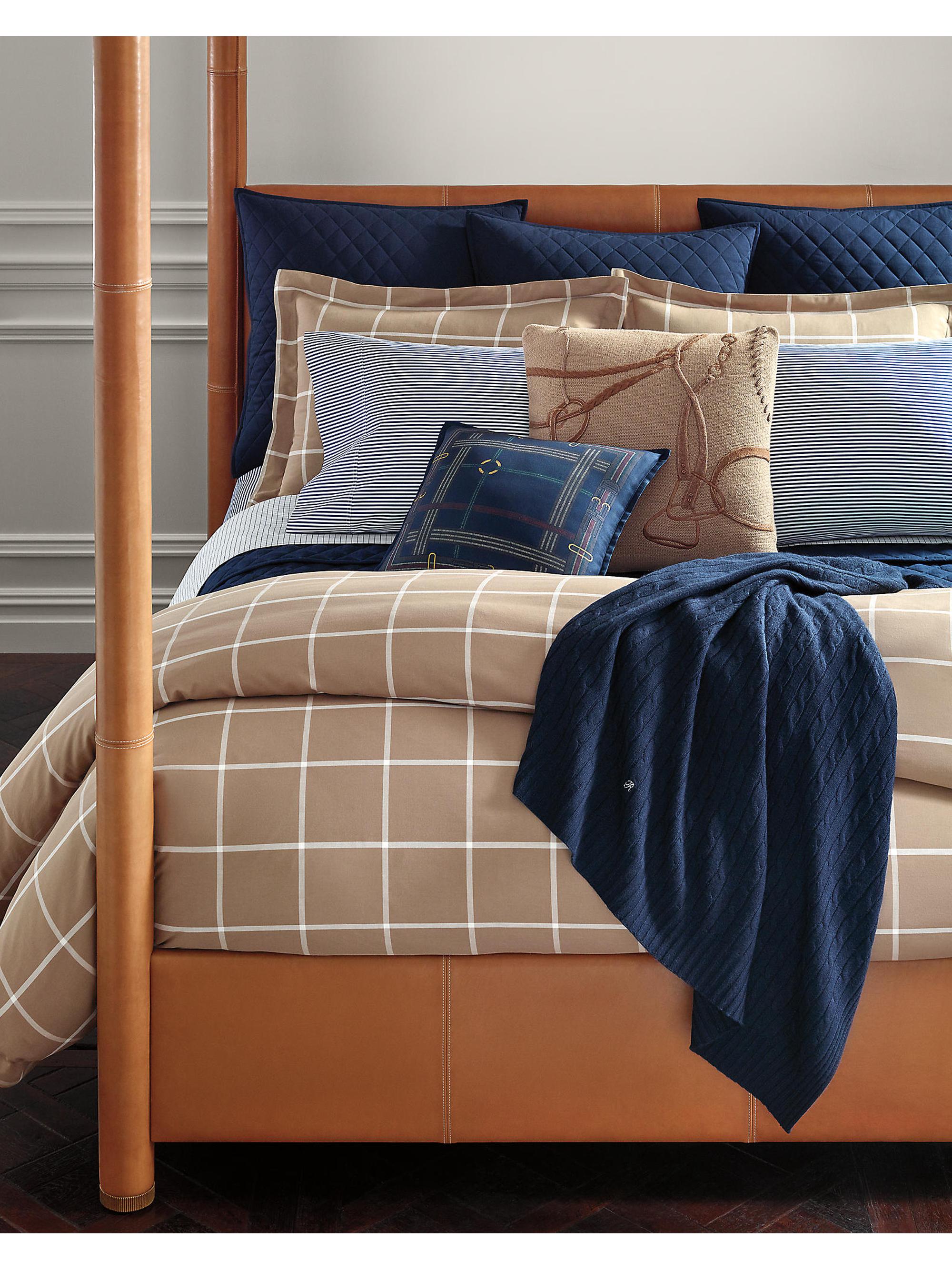 Ralph Lauren Modern Equestrian Bedding Windowpane Sham - Camel King