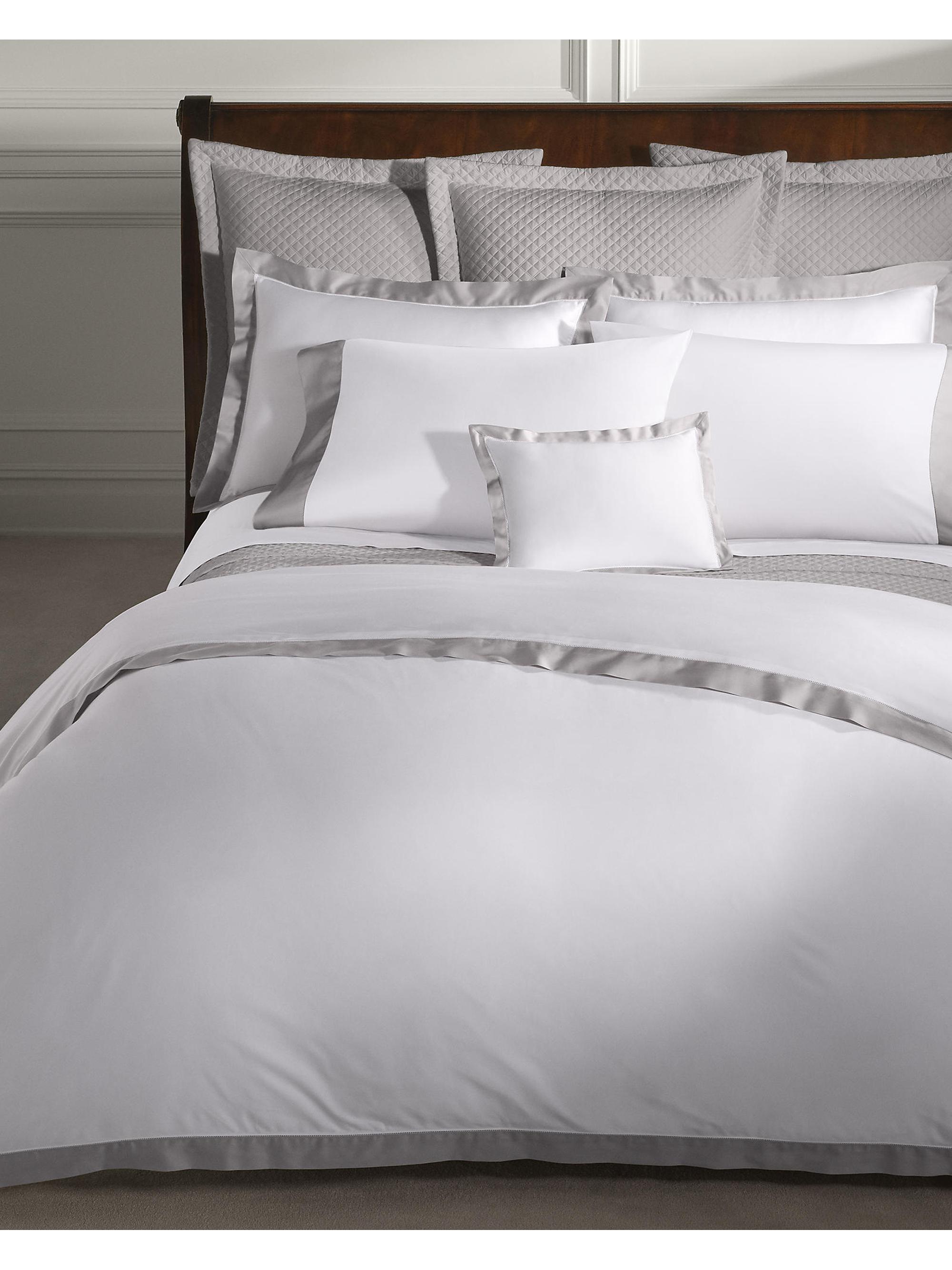 Ralph Lauren Organic Sateen Border 624-Thread Count Duvet Cover & Sham Collection - True Platinum European