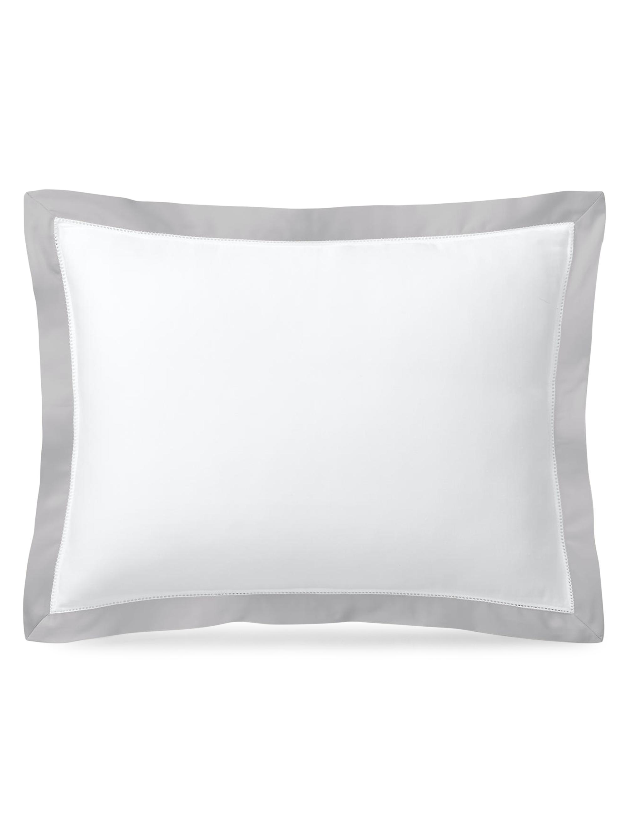 Ralph Lauren Organic Sateen Border Bedding 624 Thread Count Throw Pillow - Silver