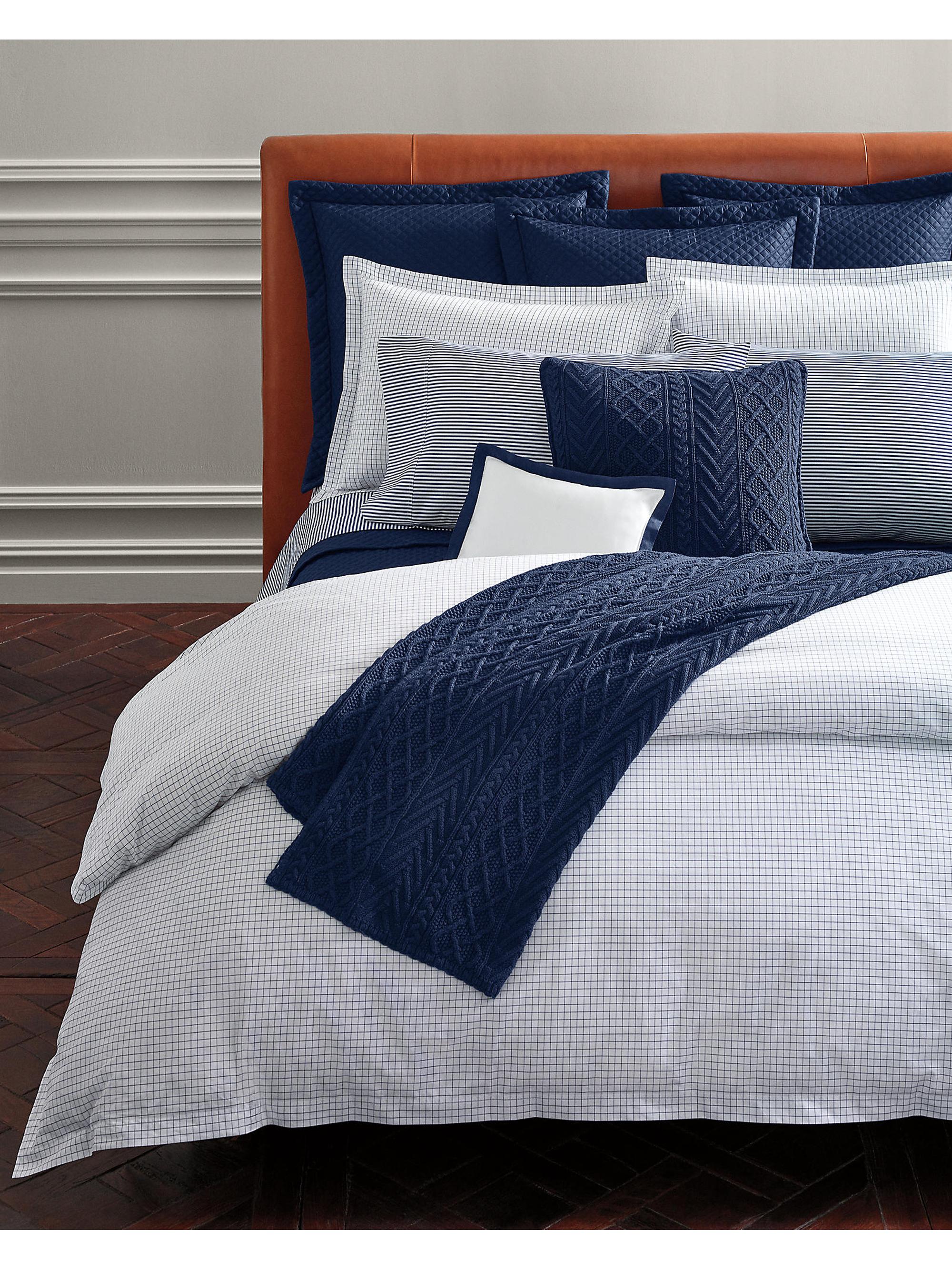 Ralph Lauren Organic Tattersal Bedding 400 Thread Count Duvet Cover - Blue King