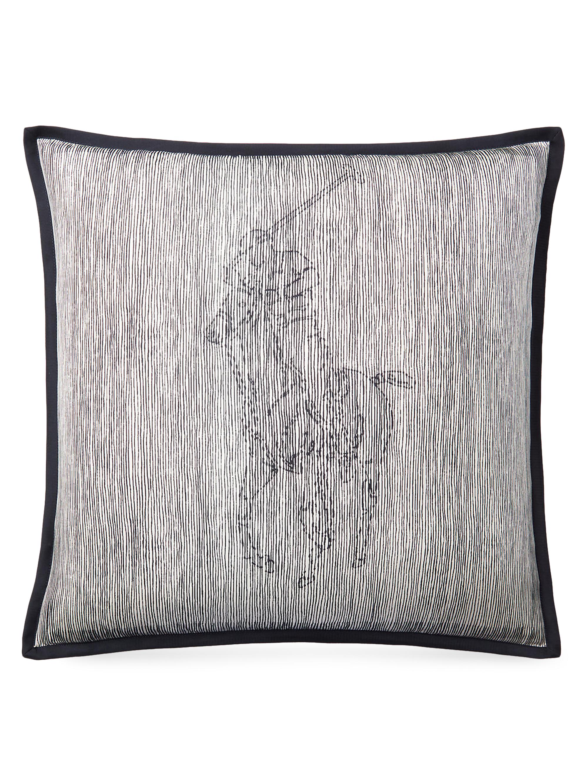 Ralph Lauren Modern Equestrian Bedding Silk Pony Throw Pillow - Blue