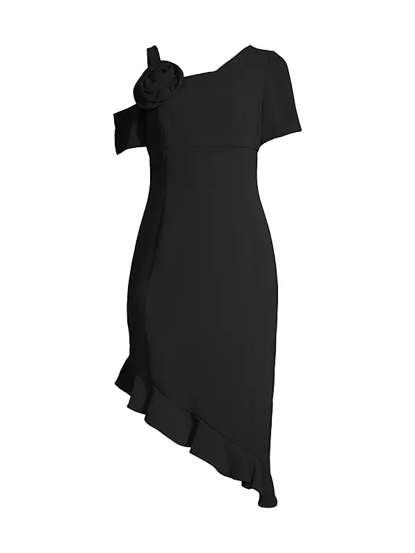 Asymmetric Ruffled Sheath Dress
