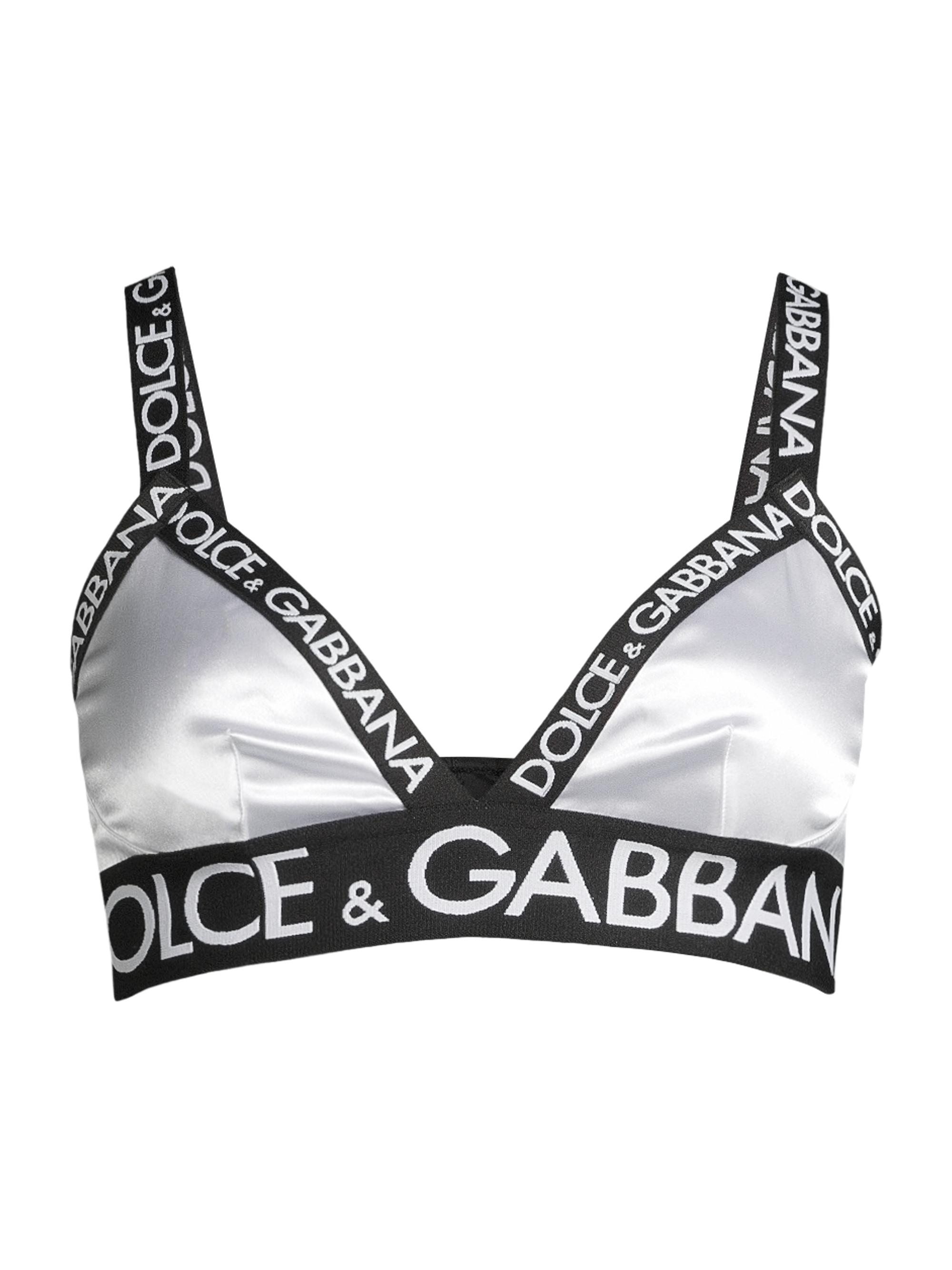 Dolce & Gabbana Women's Satin Logo Triangle Bra - Optical White