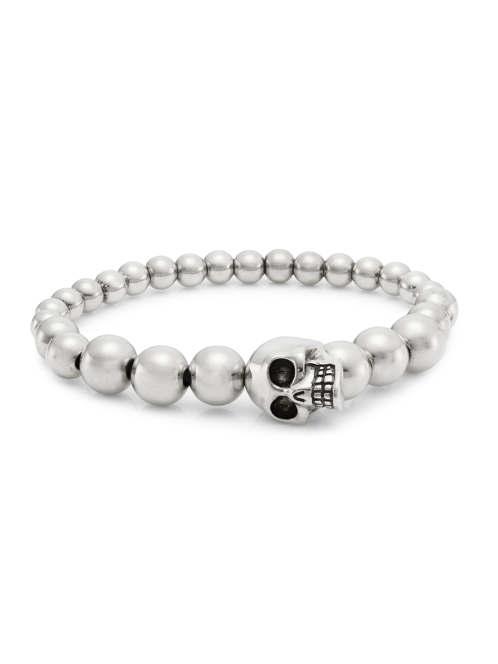McQueen Men's Skull Ball Bracelet - Silver