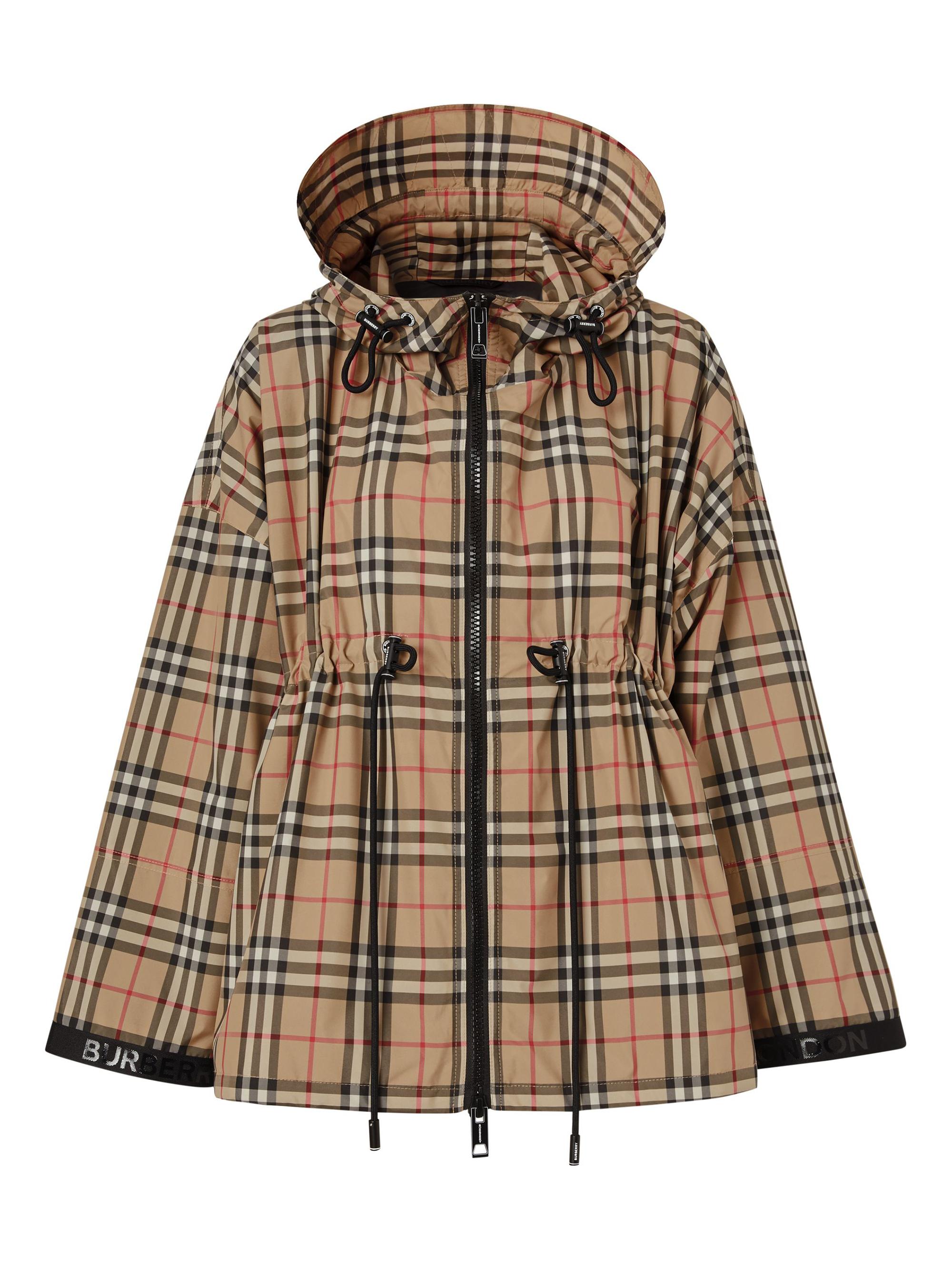 Burberry Bacton Hooded Check Logo Coat | Saks Fifth Avenue
