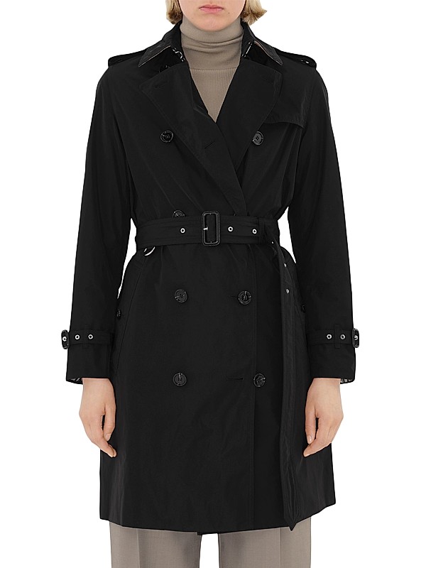 Shop Burberry Kensington Belted Double-Breasted Logo Coat Shop Burberry Kensington Belted Double-Breasted Logo Coat