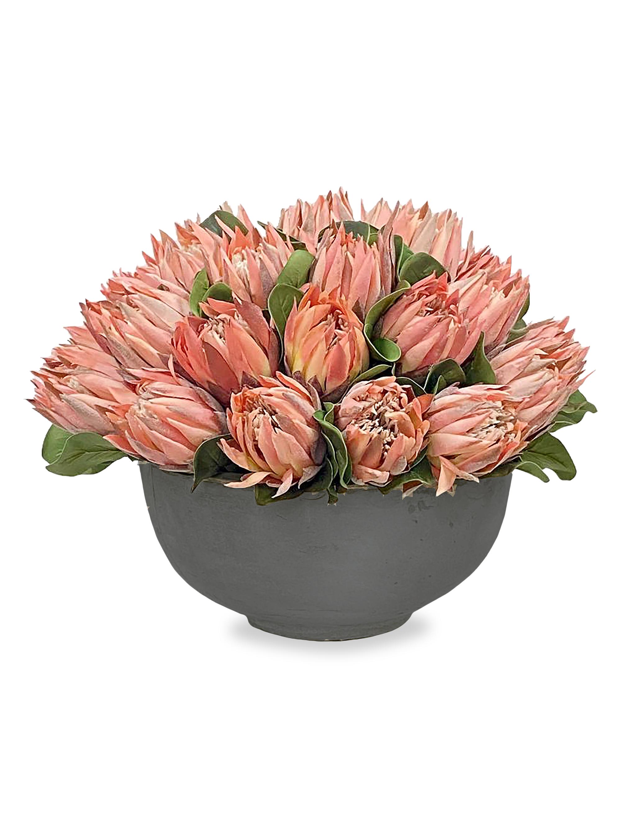 Winward Home Permanent Botanicals Pink Protea In Bowl - Pink