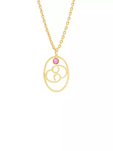 22K Goldplated & Dyed Ruby Cancer Pendant Necklace
