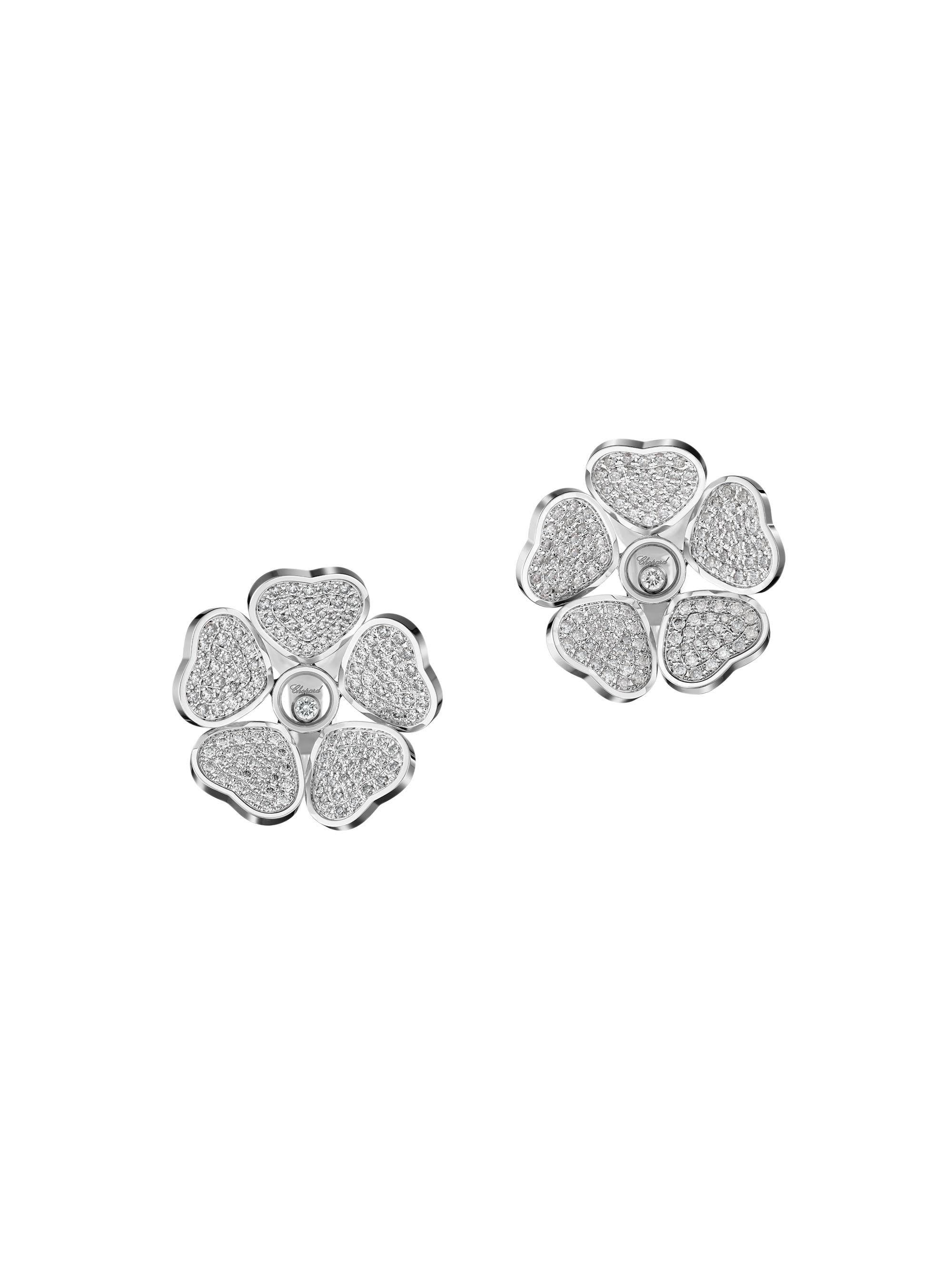 Chopard Women's Happy Hearts Flowers 18K White Gold & Diamond Stud Earrings - White Gold