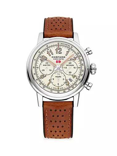 Mille Miglia Classic Chronograph Raticosa Stainless Steel & Leather Strap Watch