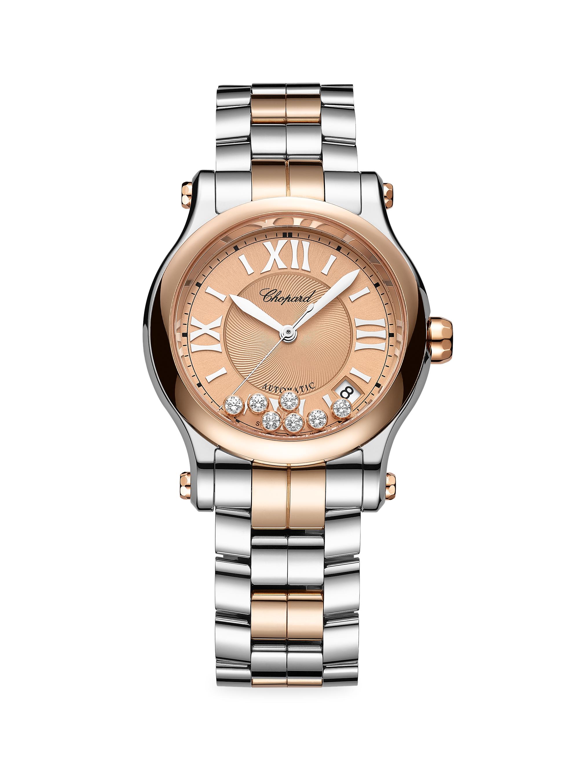 Chopard Women's Happy Sport 18K Rose Gold, Stainless Steel & Diamond Bracelet Watch - Rose Gold