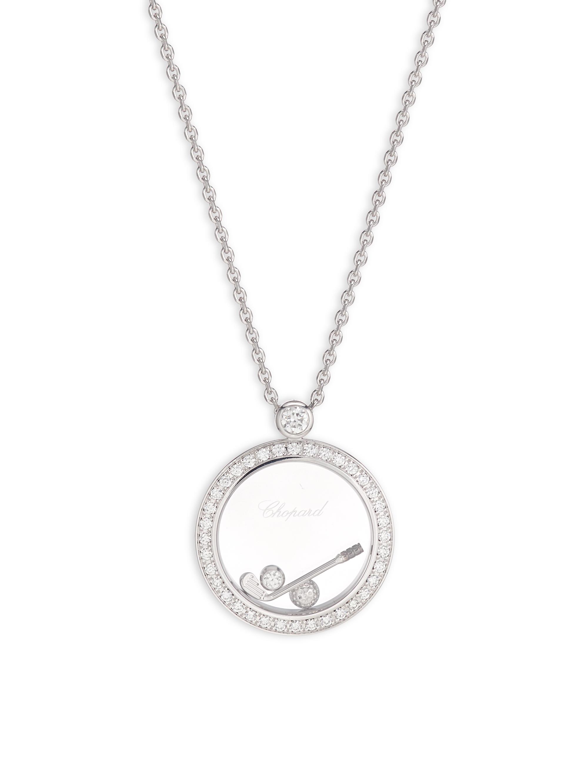 Chopard Women's Happy Golf 18K White Gold & Diamond Pendant Necklace - White Gold
