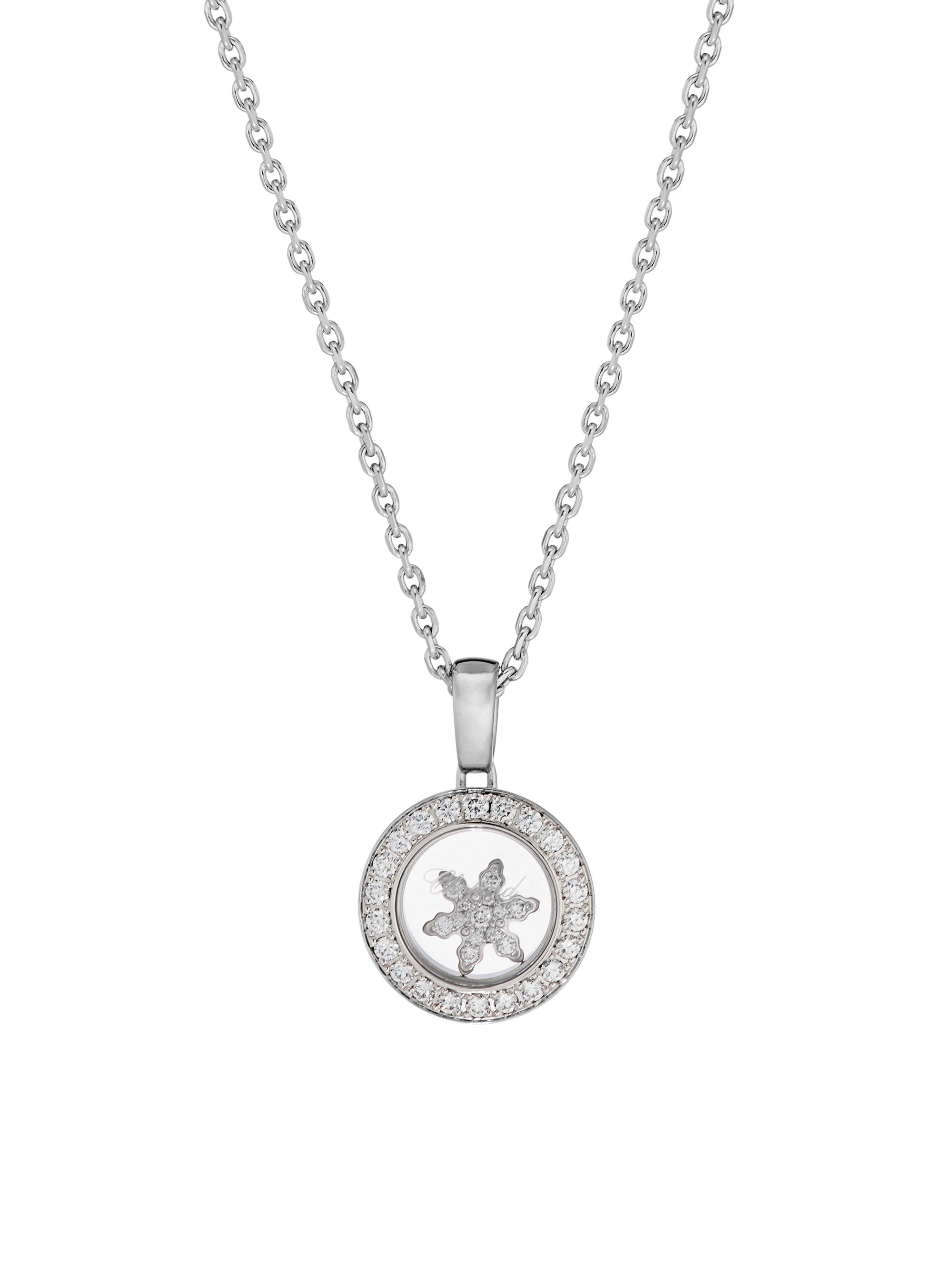 Chopard Women's Happy Diamonds 18K White Gold & Diamond Snowflake Pendant Necklace - White Gold