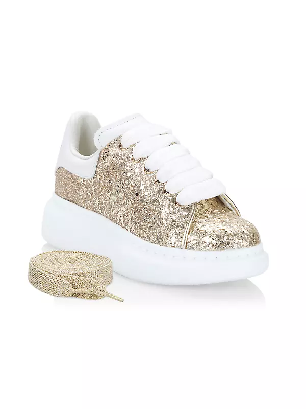 Shop Alexander McQueen Little Girl's Oversized Sparkle Sneakers