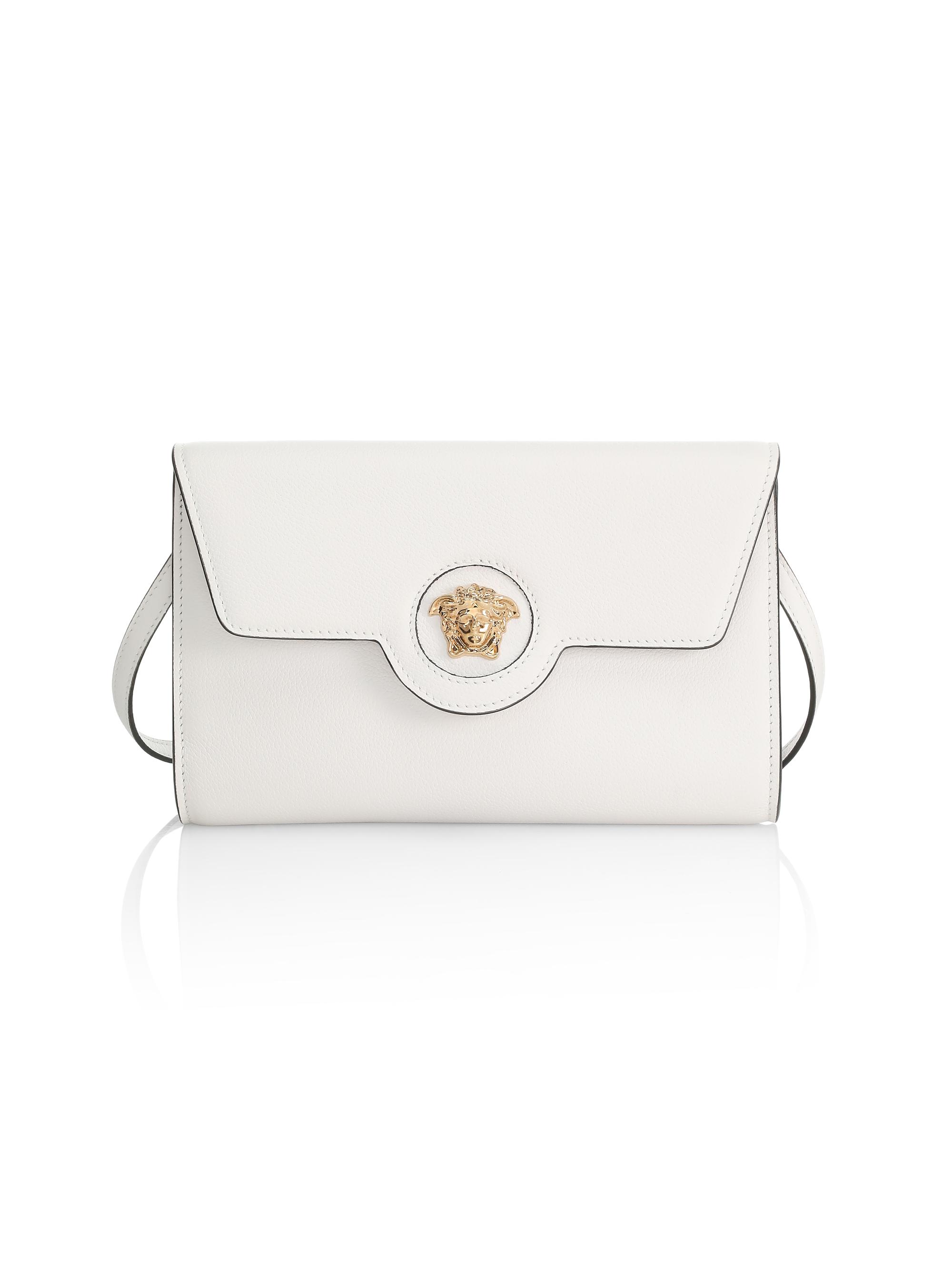 Versace Women's La Medusa Leather Wallet-On-Strap - Optical White