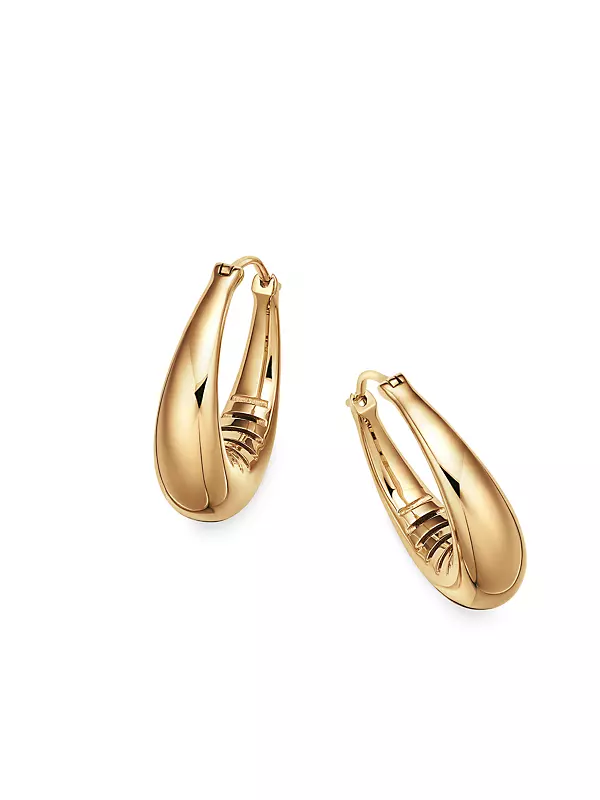 Essentials Reflective 18K Yellow Gold Hoop Earrings
