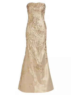 Saks Champagne Evening Gowns