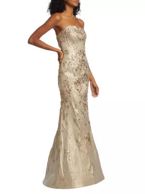 Saks Champagne Evening Gowns