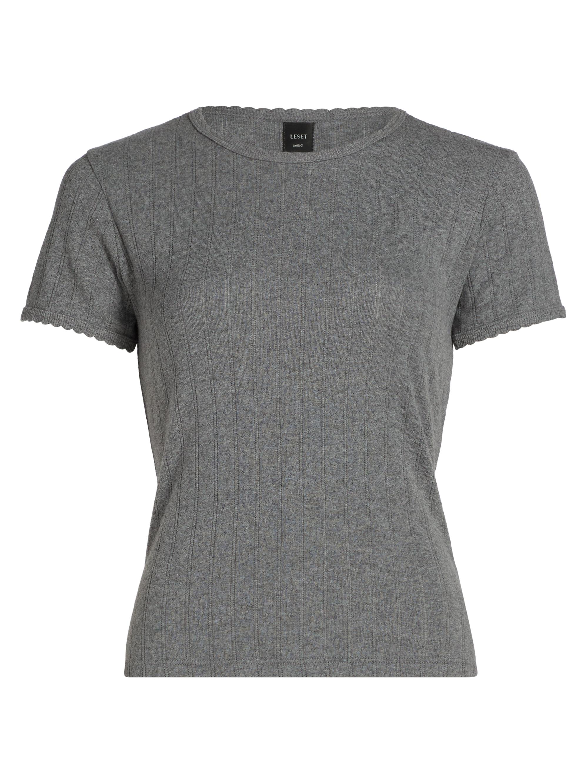 Leset Women's Pointelle Crewneck T-Shirt - Eucalyptus