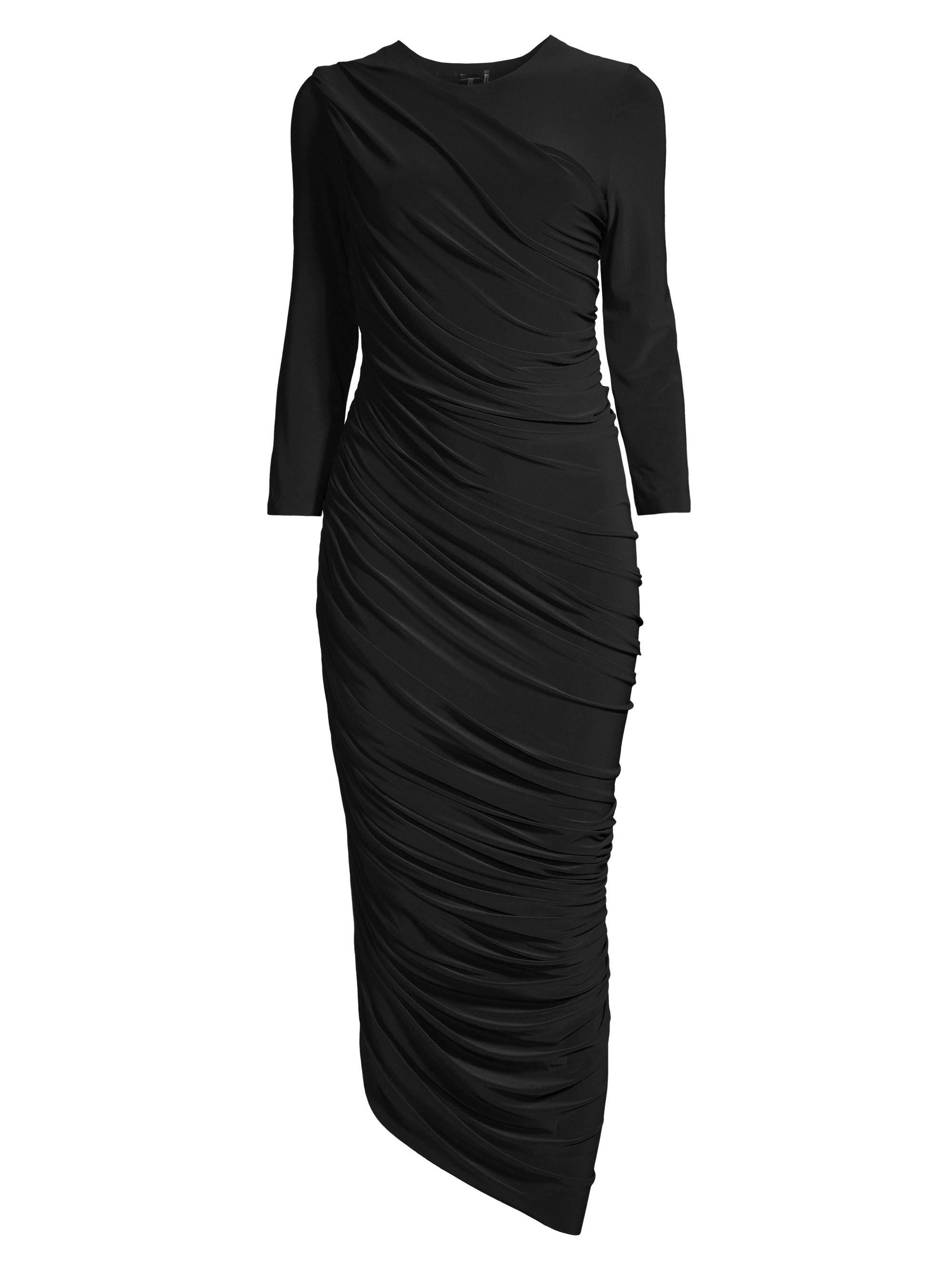 Norma Kamali Women's Diana Ruched Bracelet-Length Sleeve Gown - Black