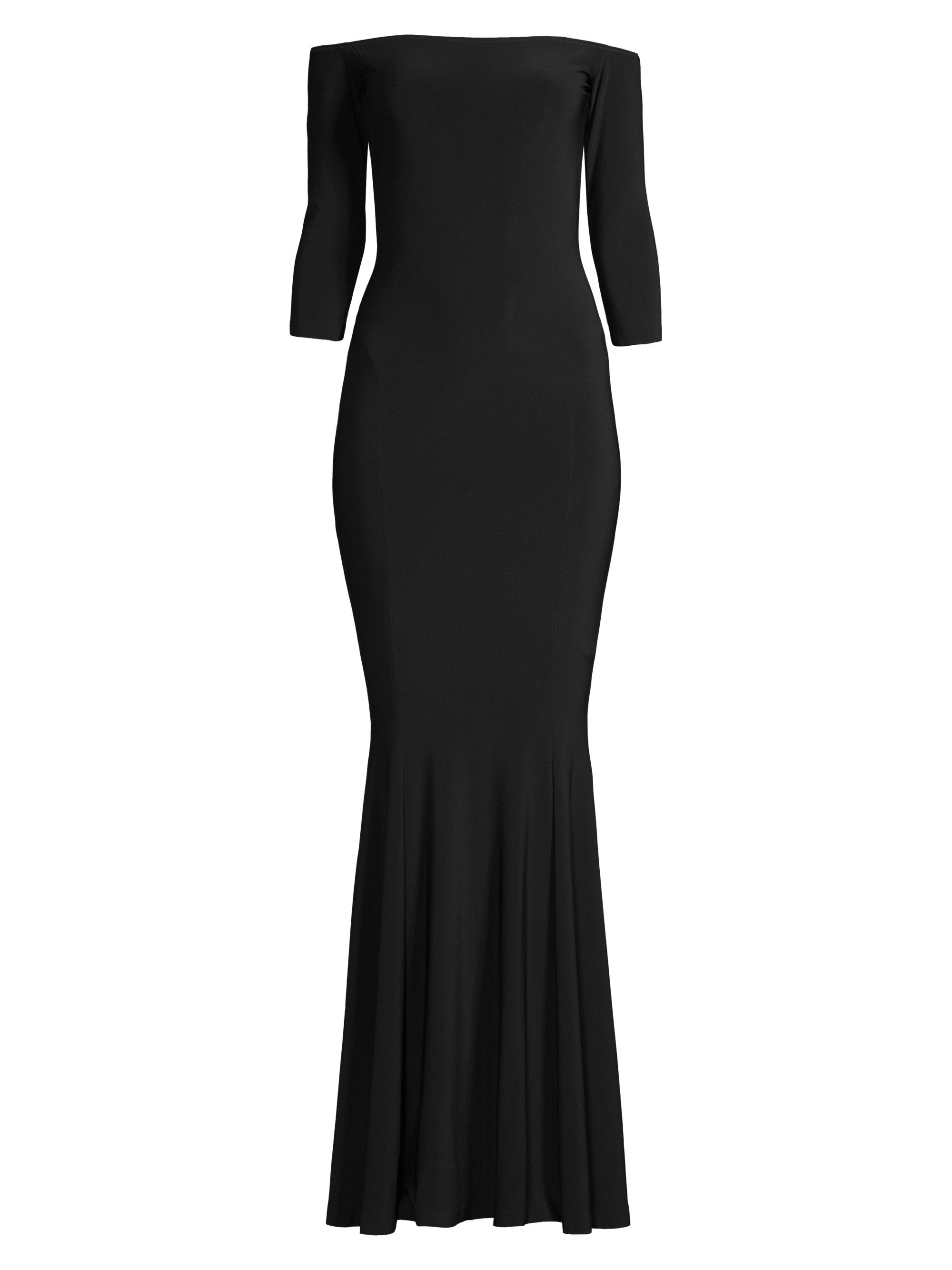 Norma Kamali Women's Off Shoulder Fishtail Gown - Black
