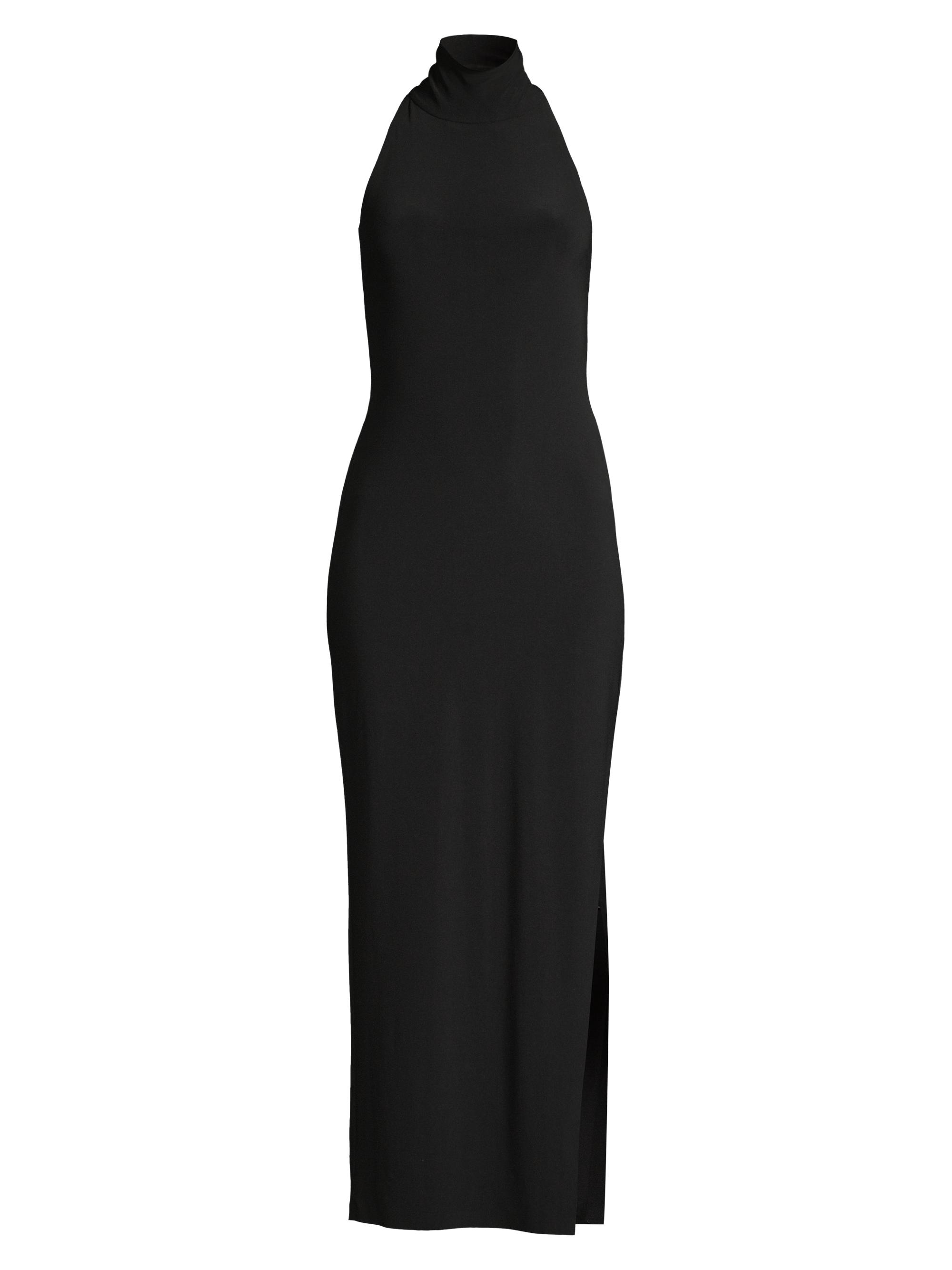 Norma Kamali Women's Halter Turtleneck Slit Gown - Black