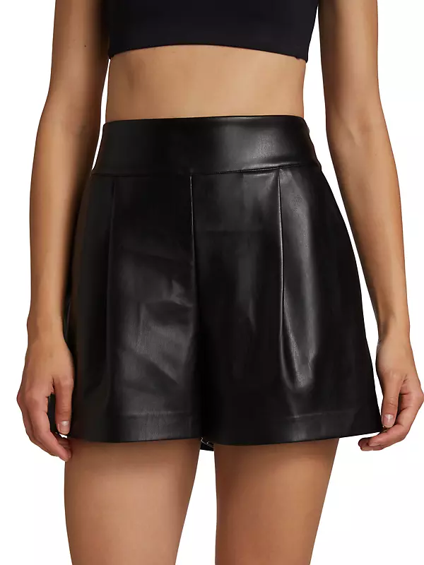 Shop susana monaco Faux Leather Pleated Shorts | Saks Fifth Avenue